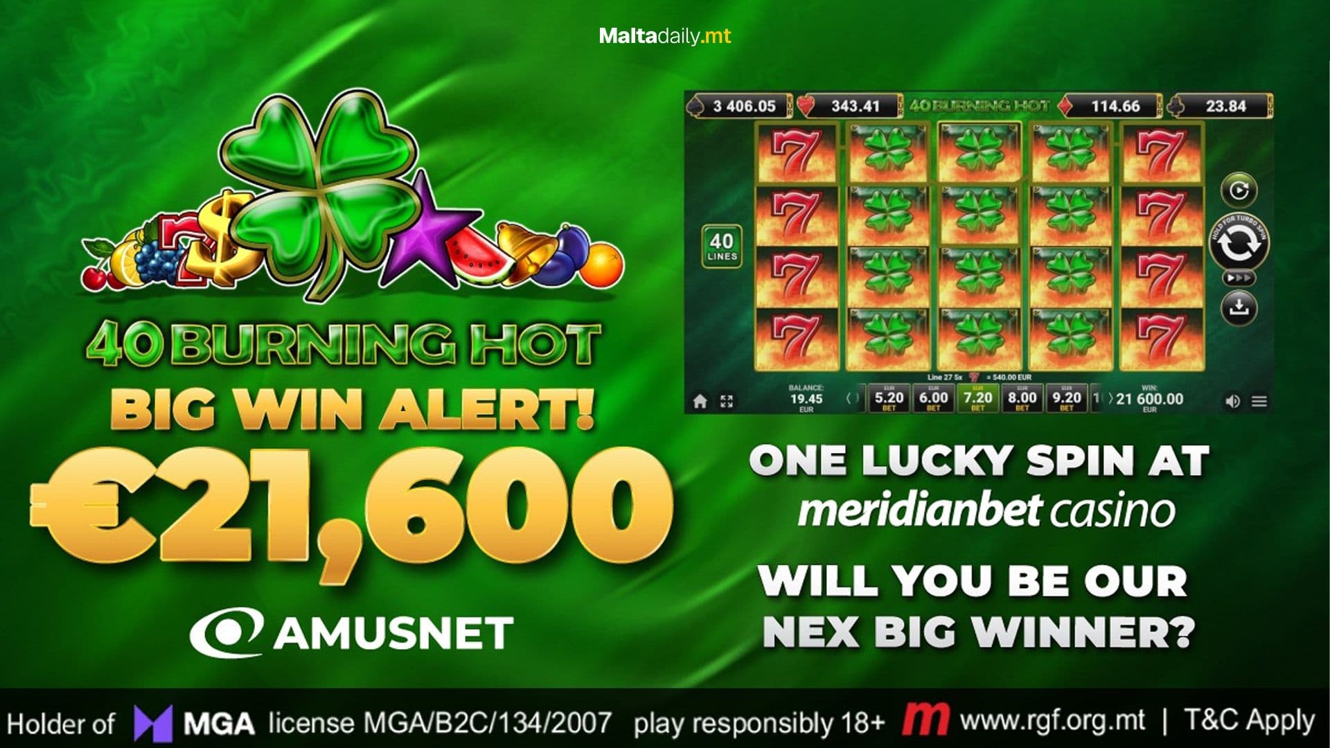 Meridianbet Celebrates Huge September Win: €21,600 From A Single Spin!
