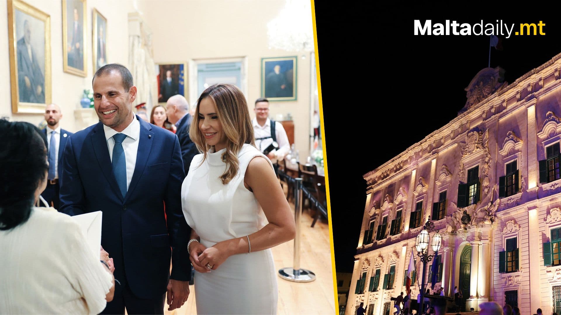 PM Robert Abela and Lydia Abela Welcome Visitors Into Castille