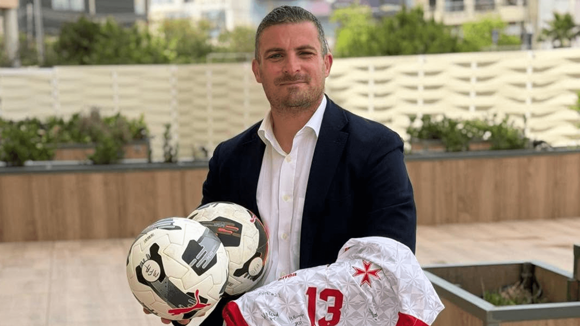 Trustin Farrugia Cann Presents Puttinu Cares With FA Trophy Final Balls And Signed Shirt
