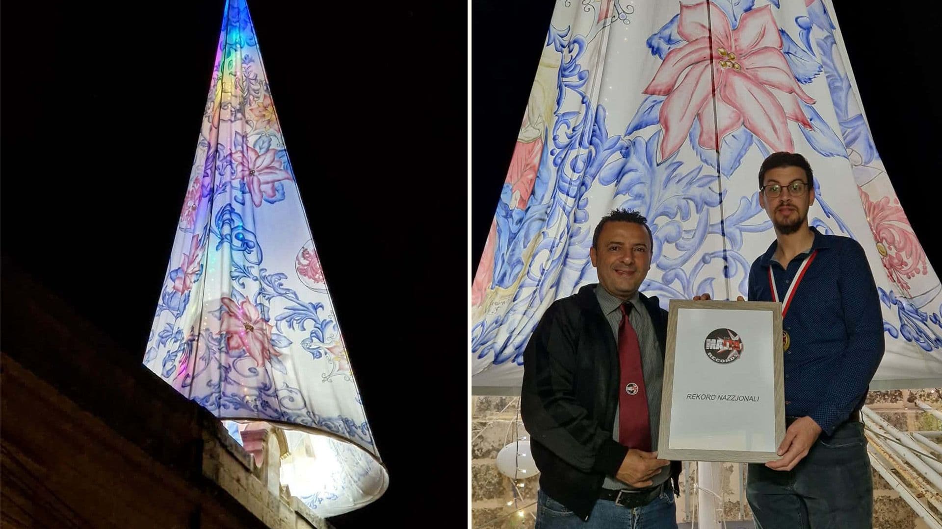 Local Record For Tallest Christmas Tree Made Of Painted Fabric