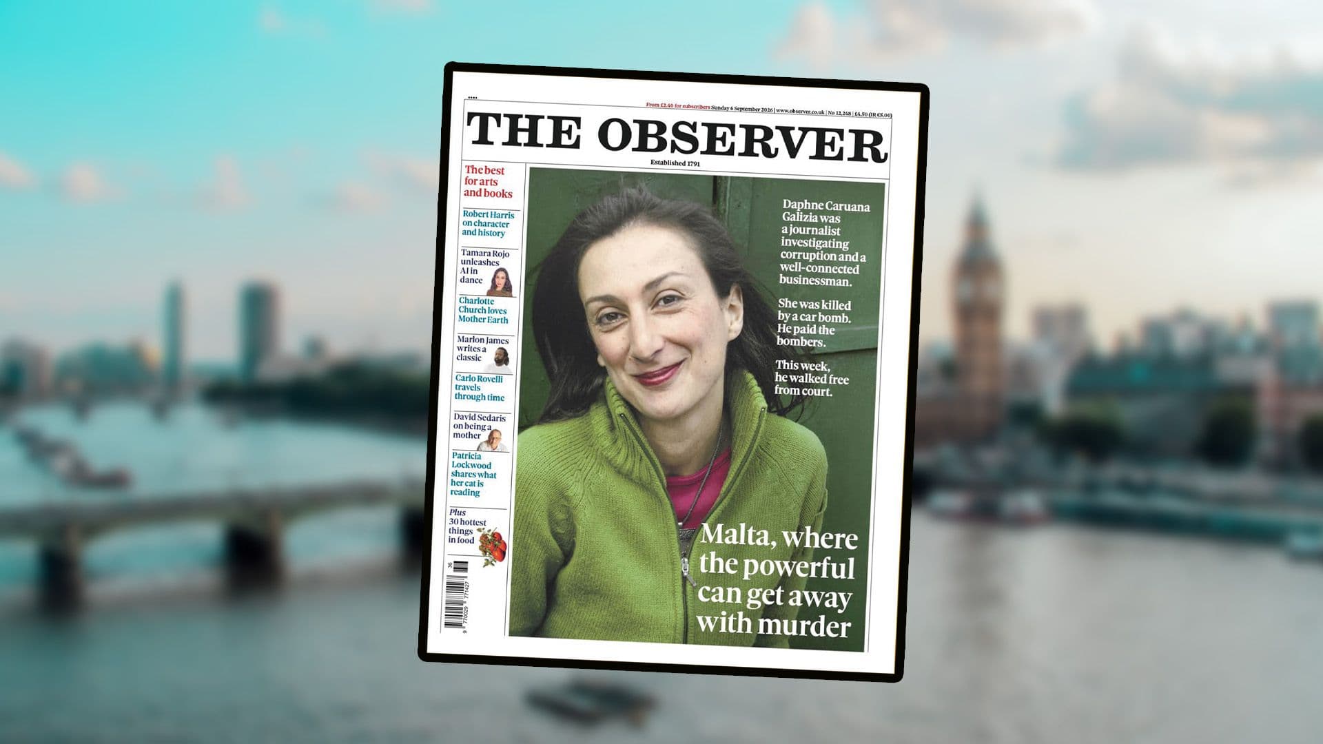 Daphne Caruana Galizia Case Makes It To UK’s The Observer Front Page