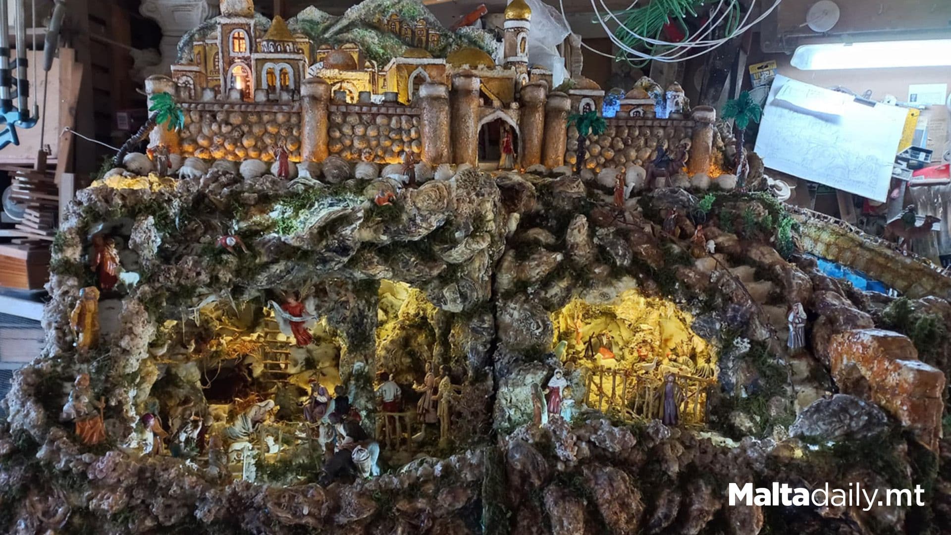 A Unique Christmas Nativity Scene Constructed Using Seashells