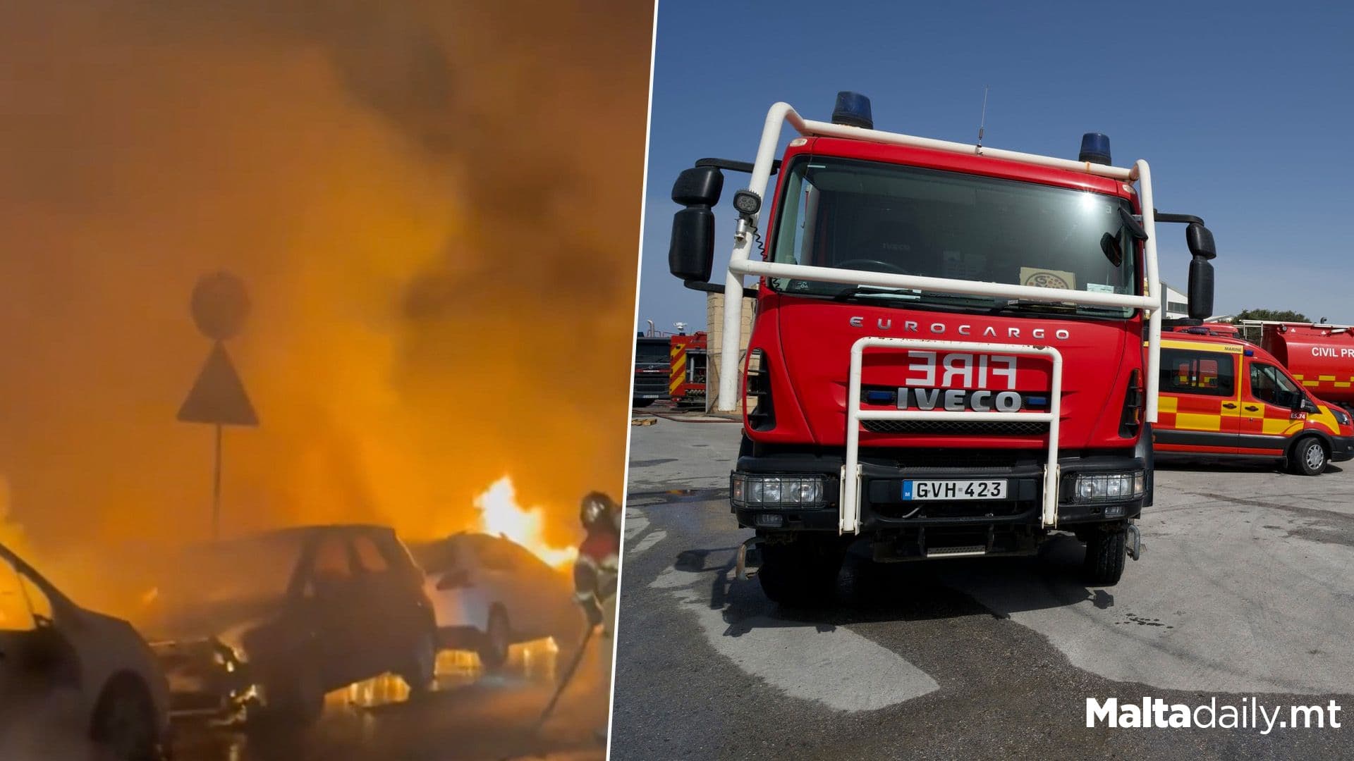 7 Cars Catch Fire Late At Night in Marsaskala