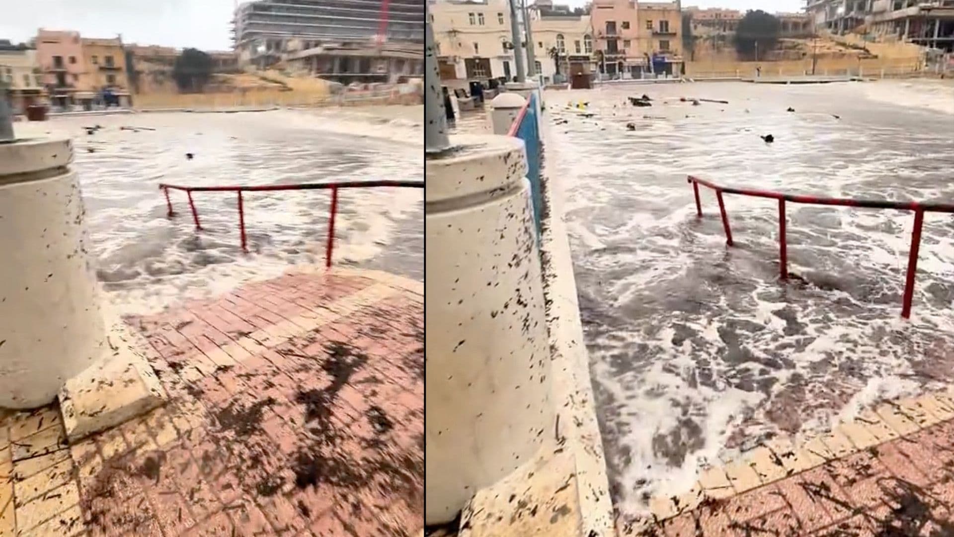 Watch: St George’s Bay Flooded In Storm Harry Aftermath