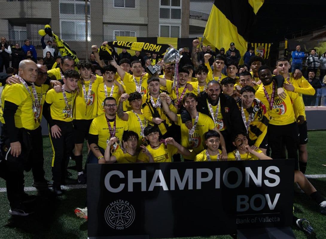 Qormi FC Minors Celebrate BOV Youth League C Triumph