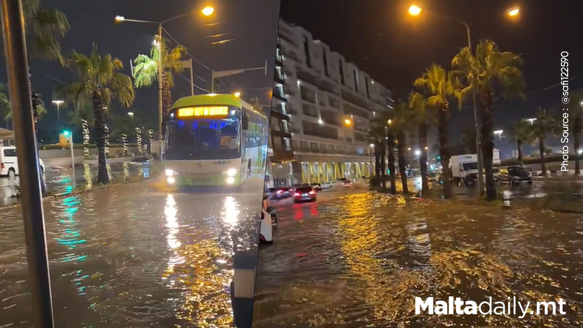 Watch Parts of Malta Flood After Heavy Rain on Saturday