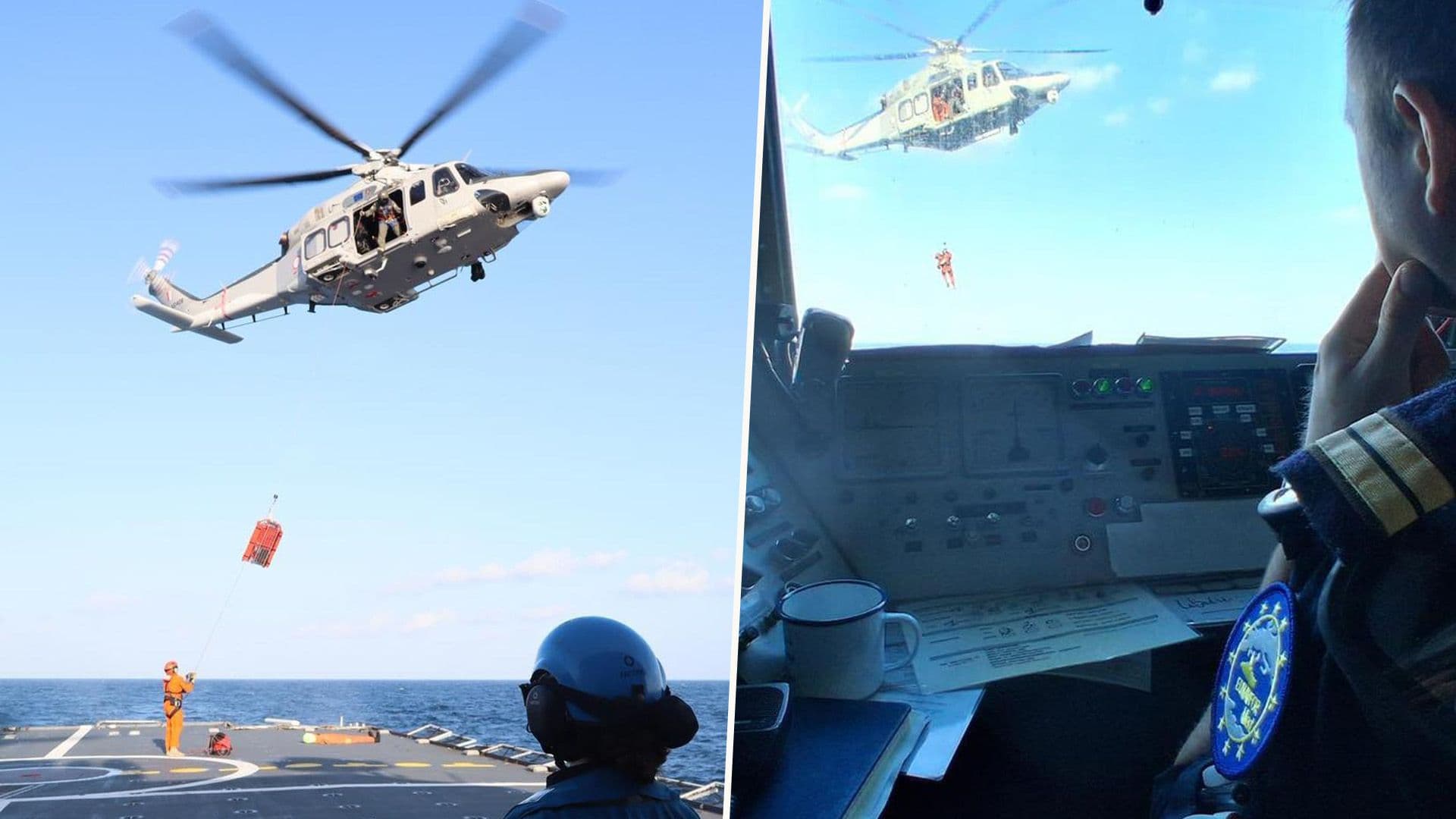 AFM Train With French Frigate Out At Sea