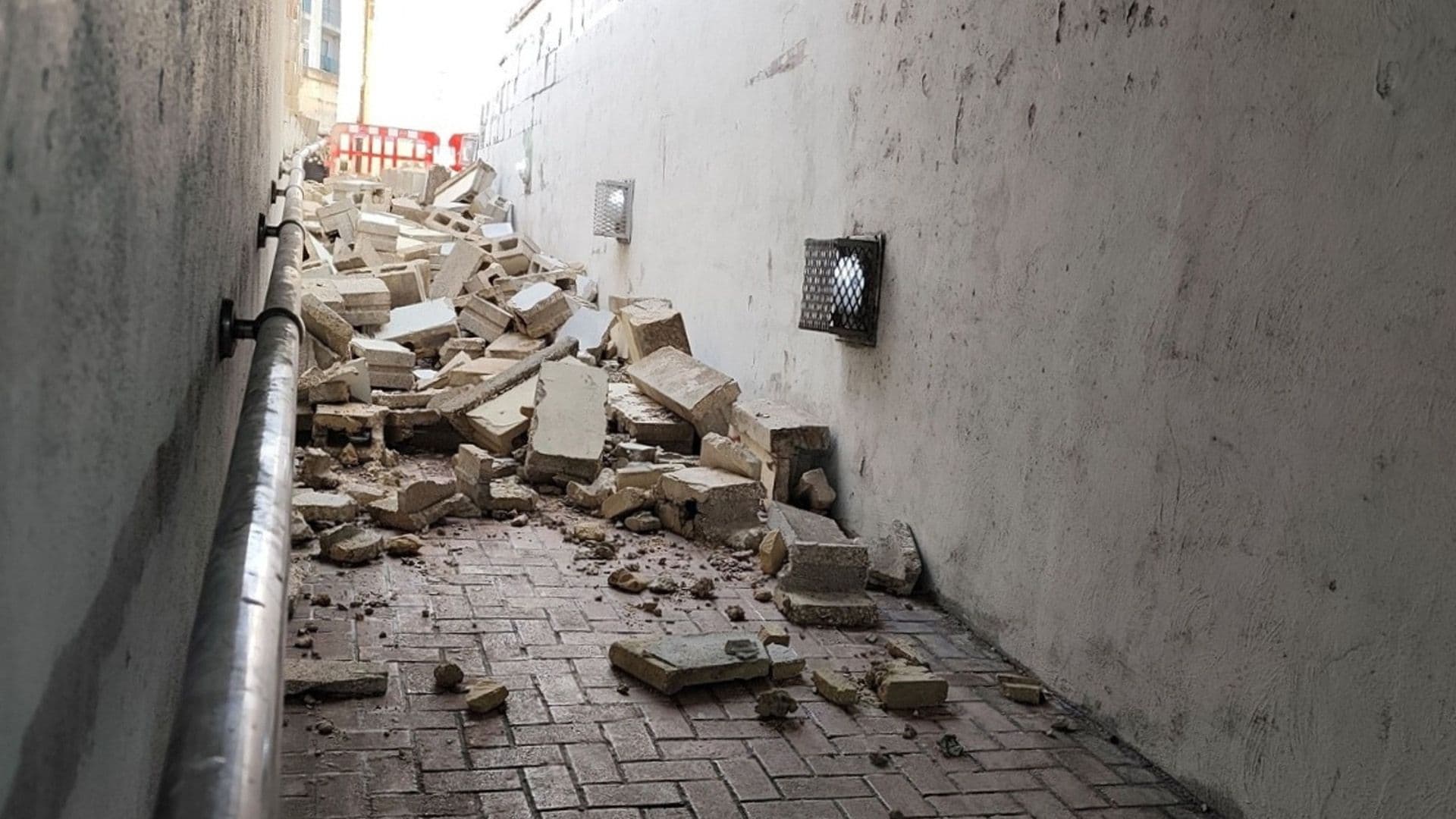 MSIDA SUBWAY ENTRANCE CLOSED AFTER CAR SKIDS AND CRASHES INTO UNDERPASS WALL