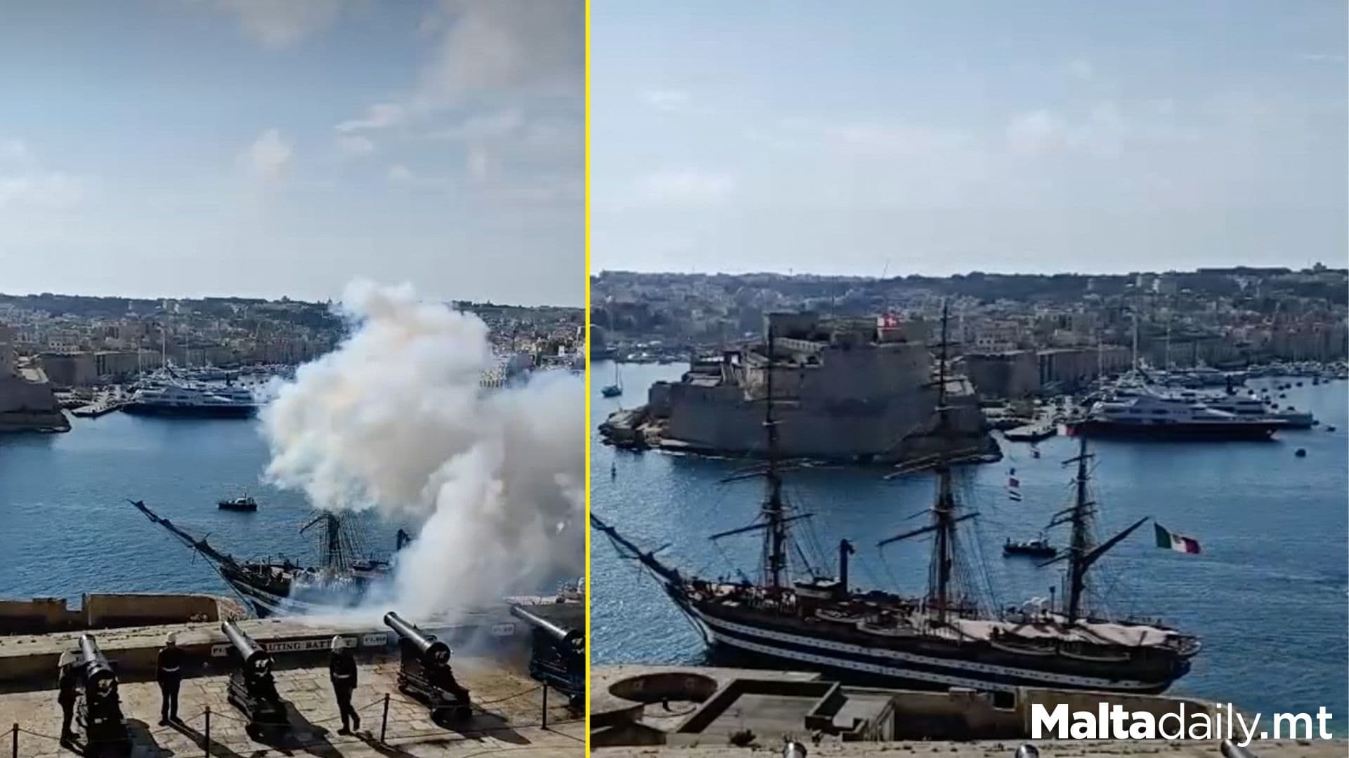 Watch: The Majestic Amerigo Vespucci Set Sail From Valletta Grand Harbour