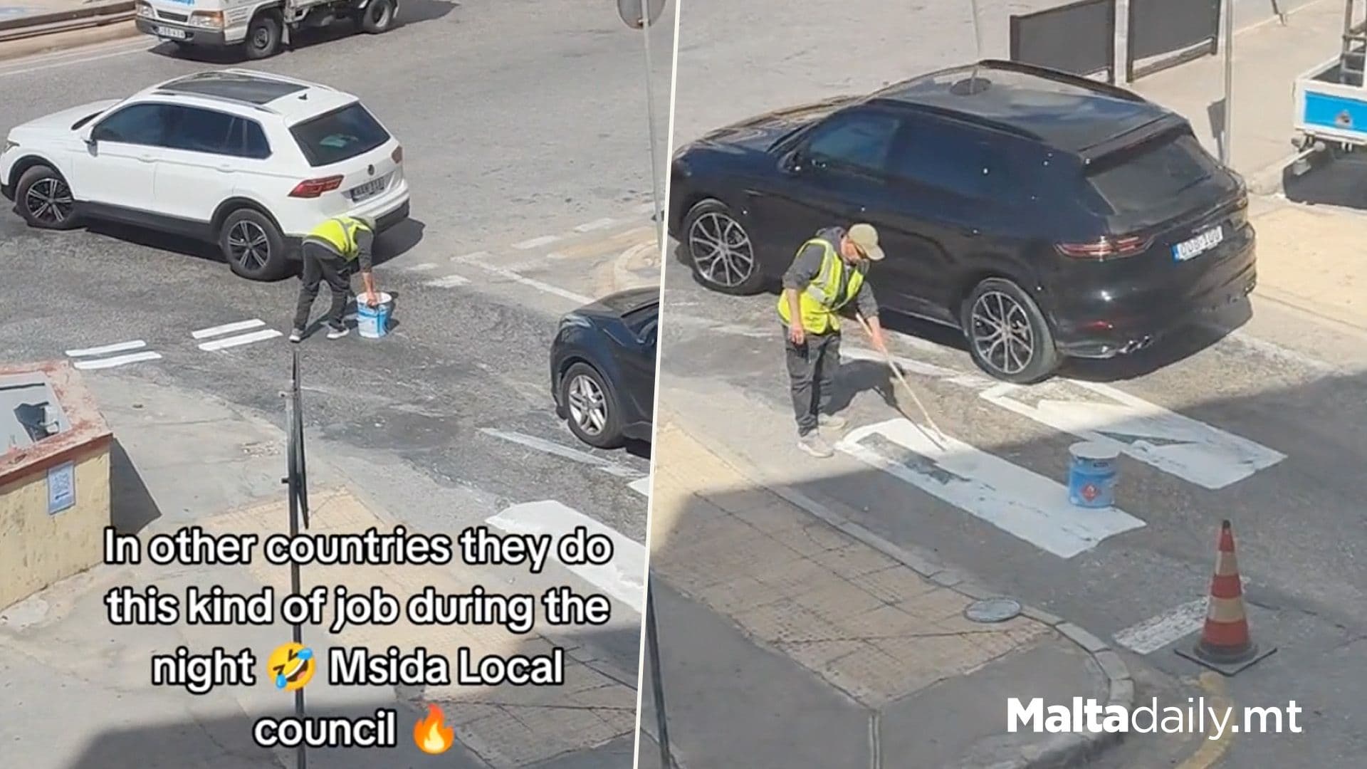 Road Sign Painting During Day Traffic In Msida