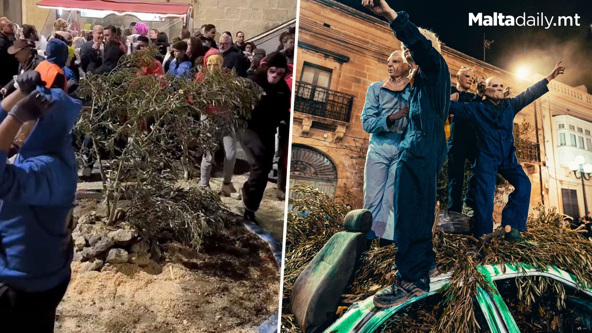 Nadur Carnival Goers Build Roundabout In The Street