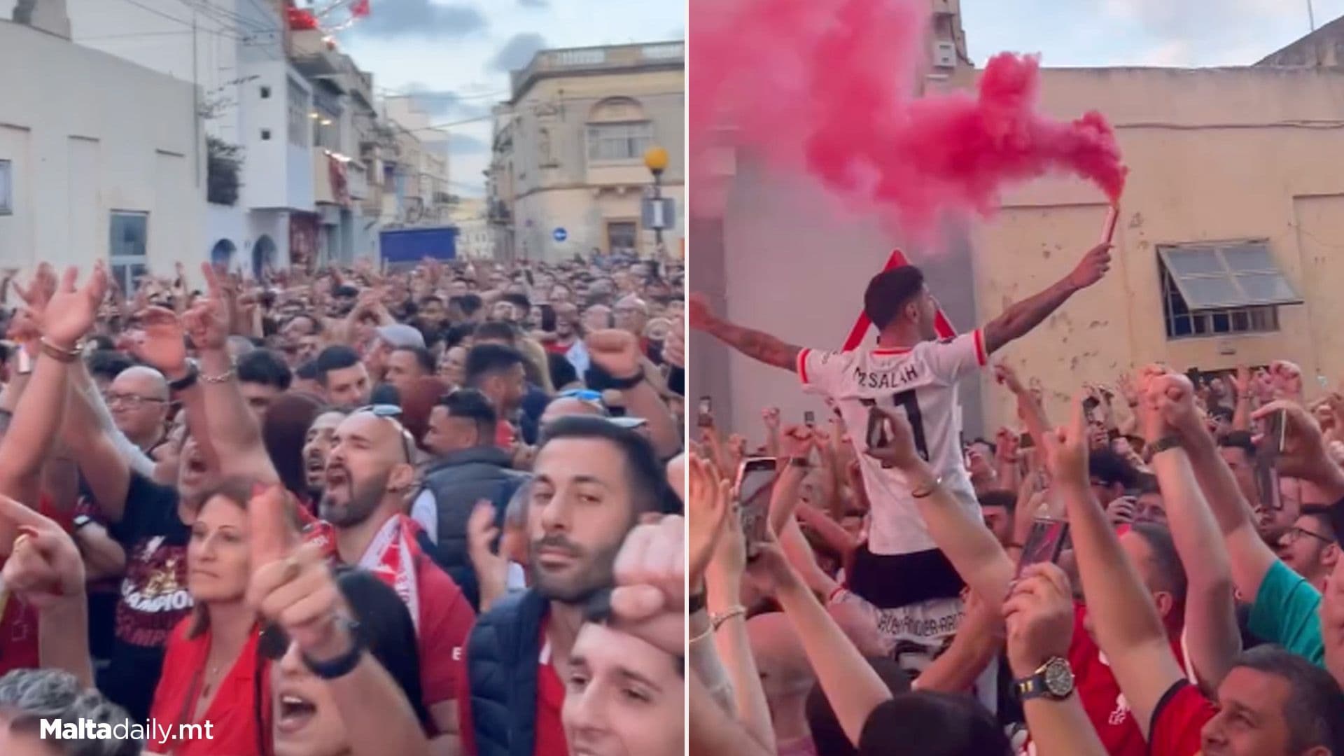 Numerous Local Liverpool Supporters Celebrate In Qormi
