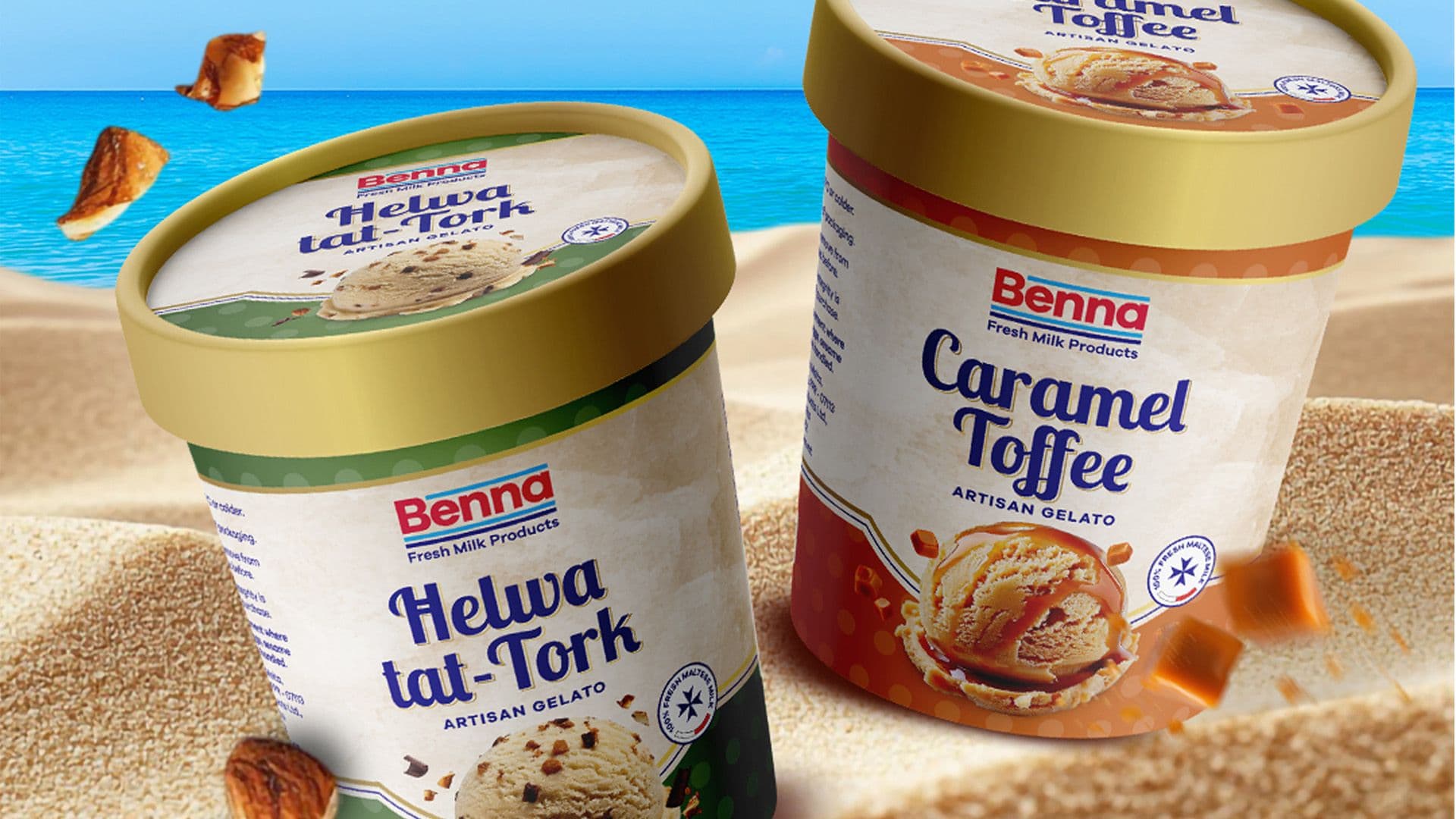 Benna Drop New Ħelwa Tat-Tork And Caramel Toffee Ice Cream