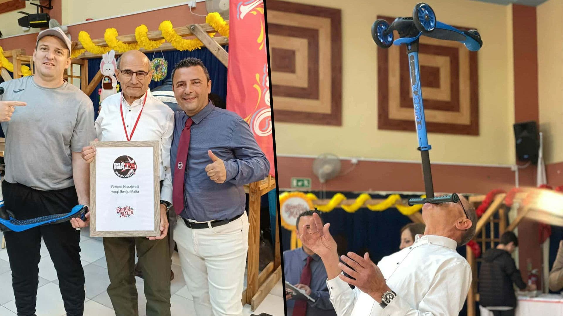 Local Breaks Record For Balancing Scooter On HIs Chin For Over 1 Minute