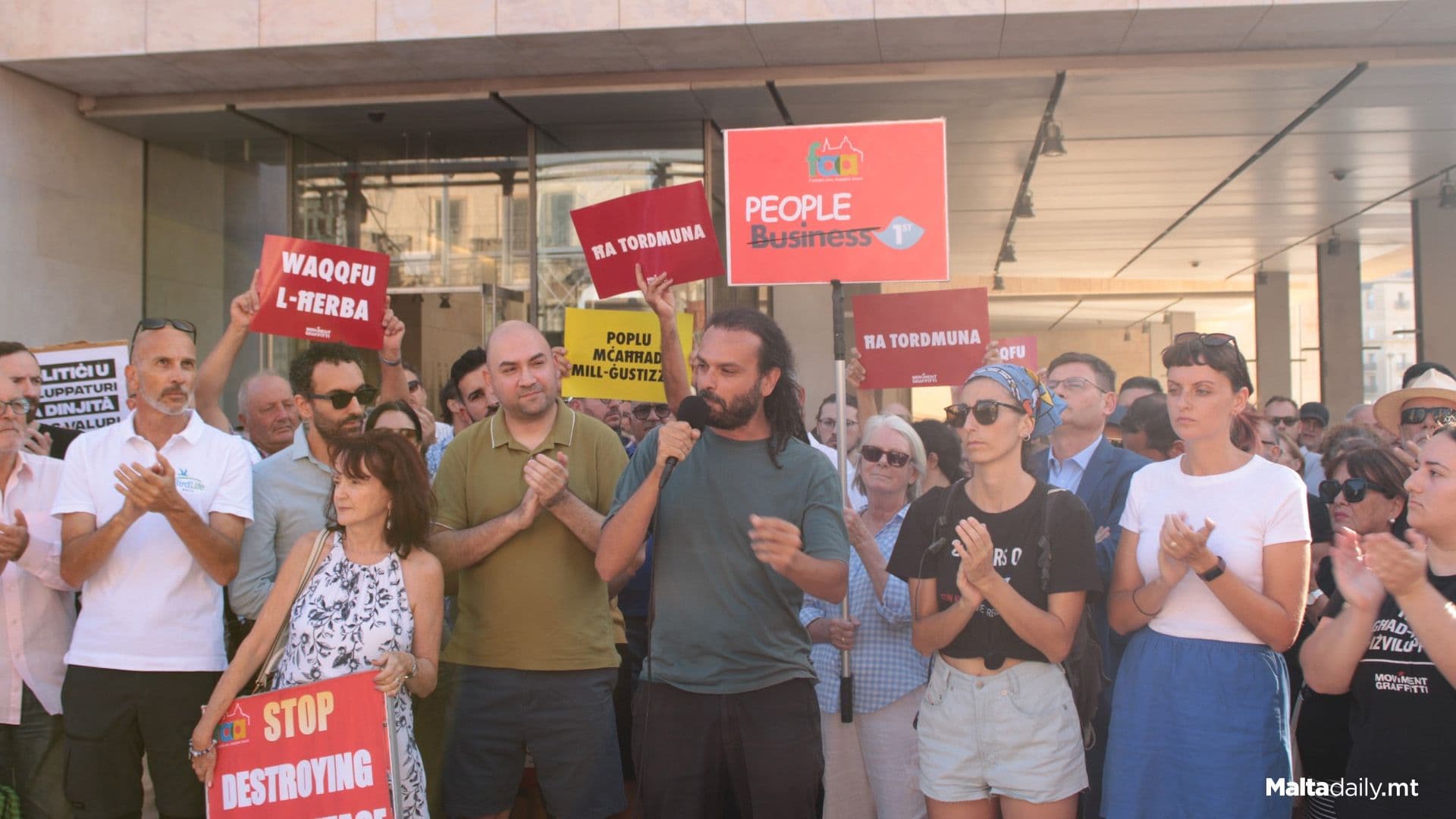 Demonstration Outside Parliament Against Planning Reforms