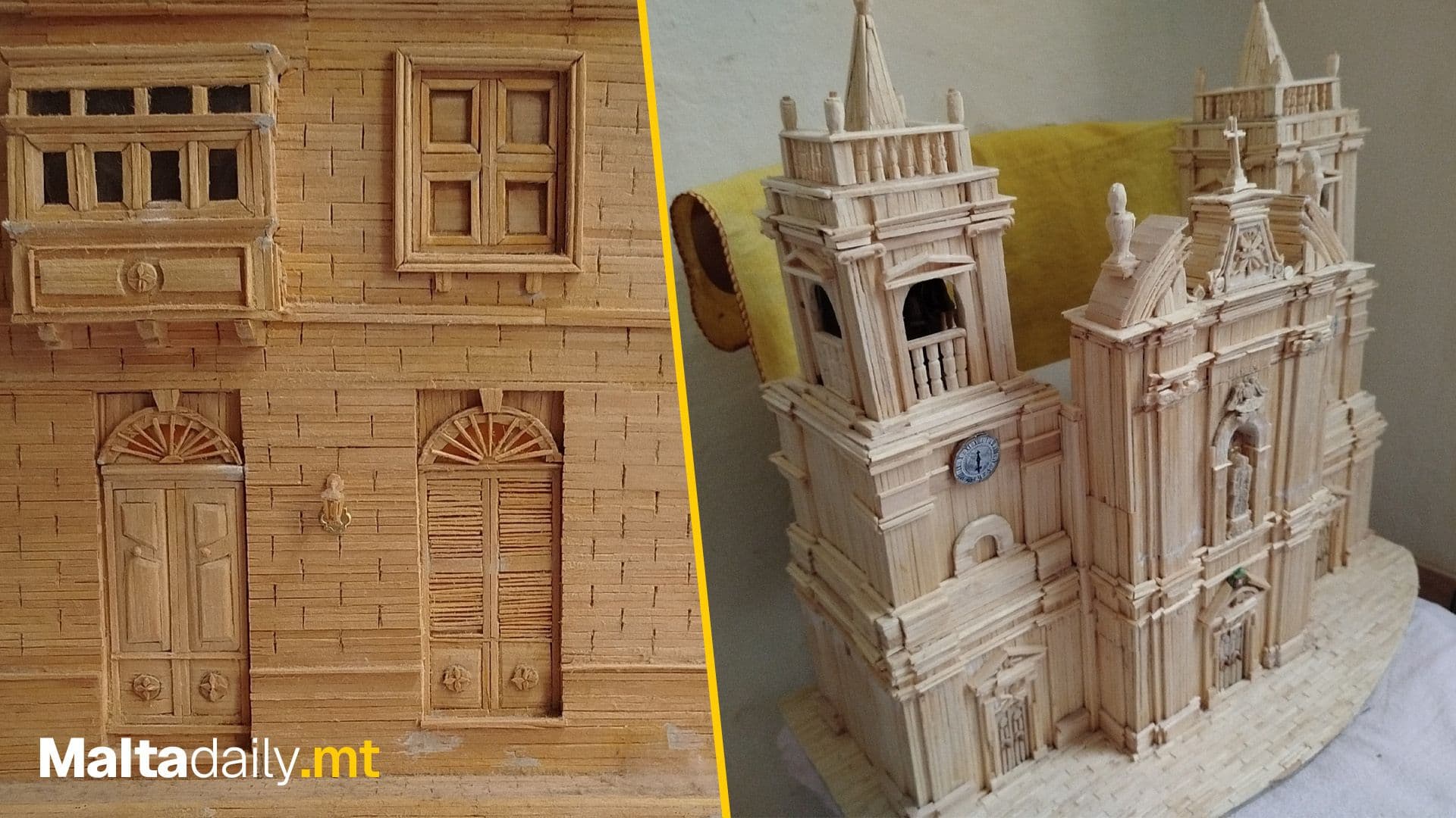 Maltese Craftsman Makes Models Of Landmarks With Matchsticks