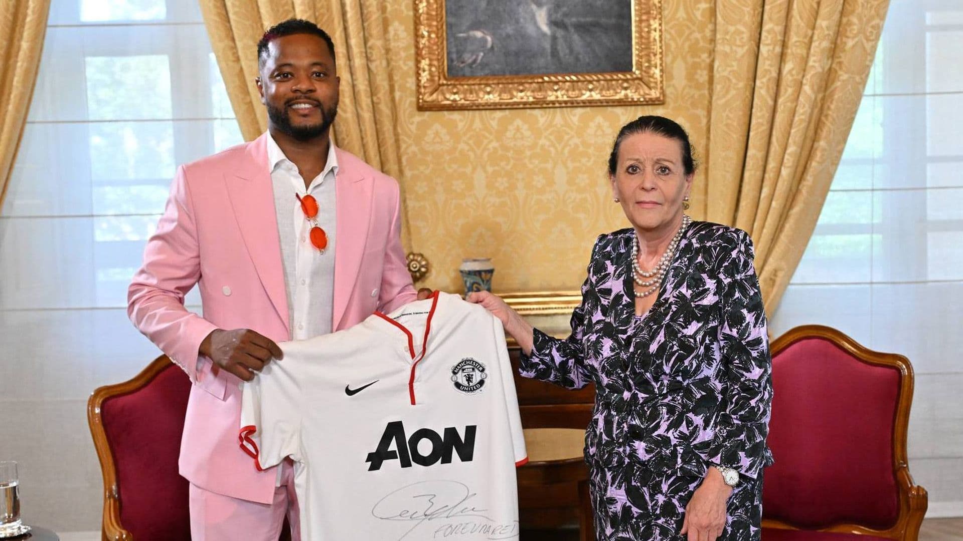Patrice Evra Meets President of Malta Myriam Spiteri Debono