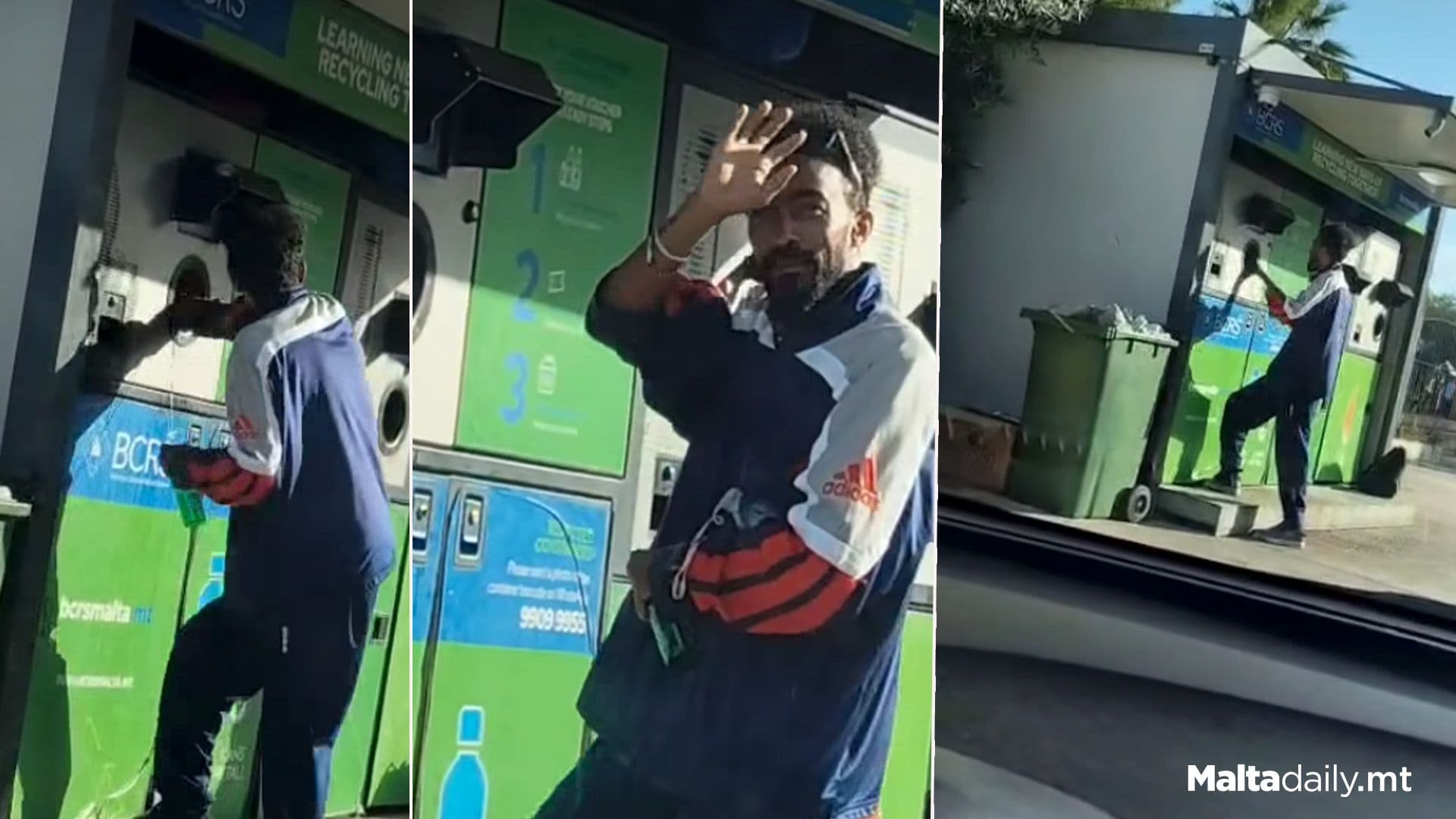 Man Filmed Cheating BCRS System With Bottle On String