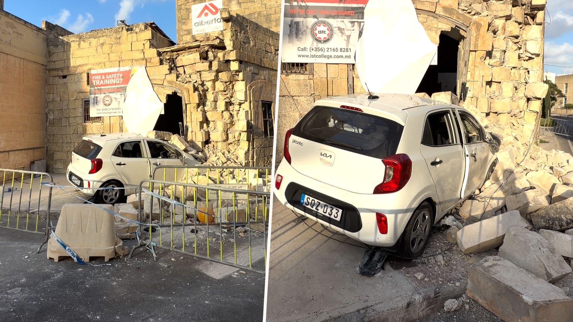 Road Still Closed & Car Still There After 16 Year Old Crashed Into Ħ’Attard Building
