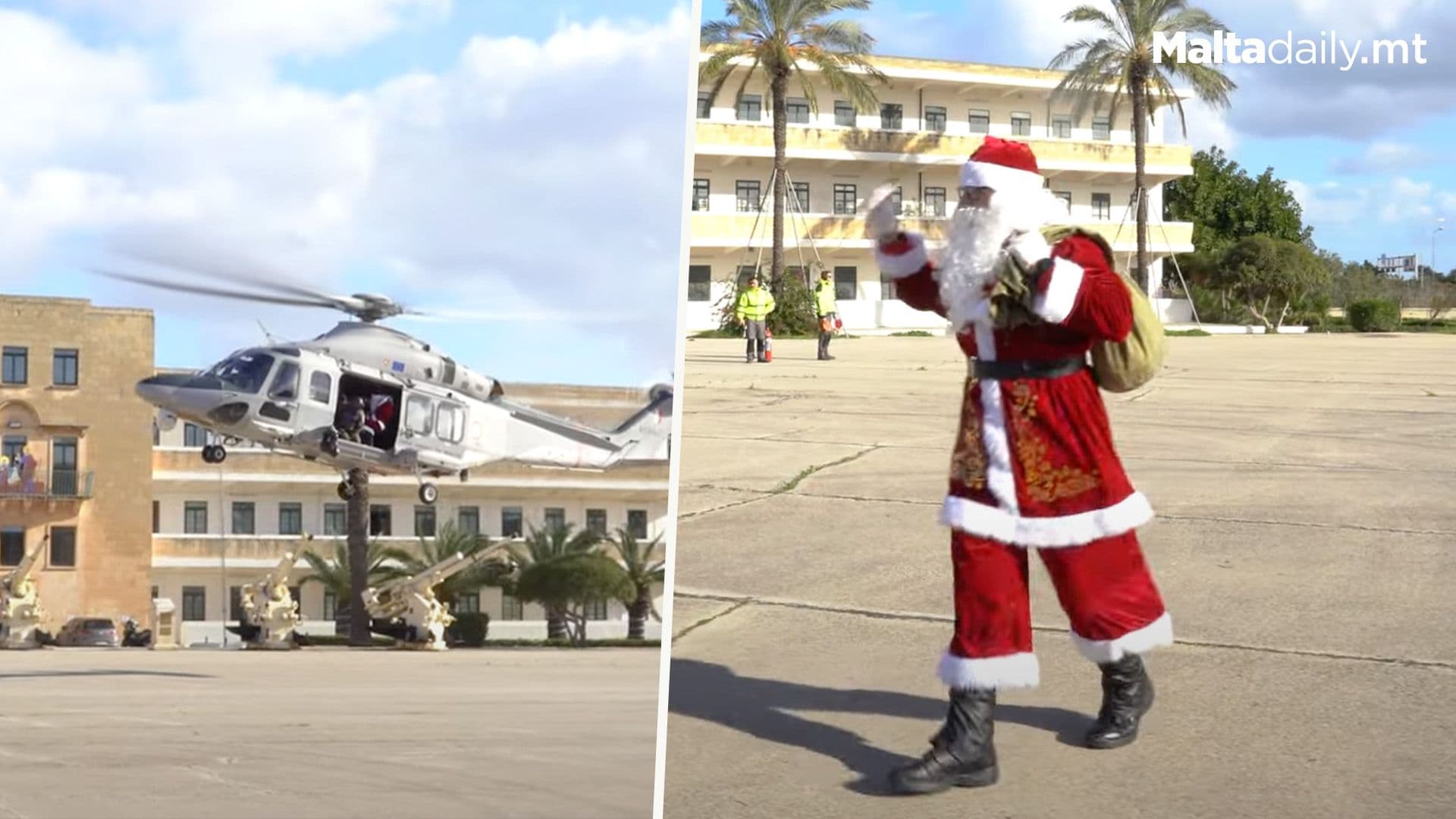 Santa Arrives In Helicopter For Annual AFM Christmas Party