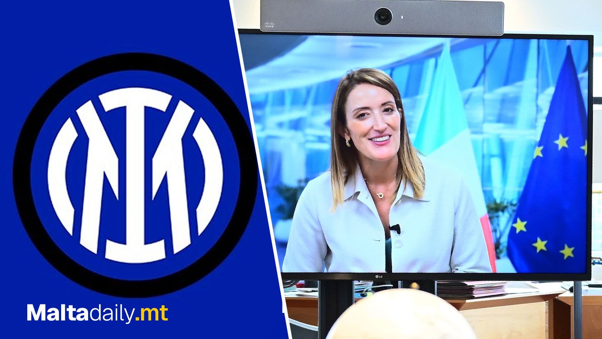 European Parliament President Roberta Metsola Meets Inter Milan Via Video Call
