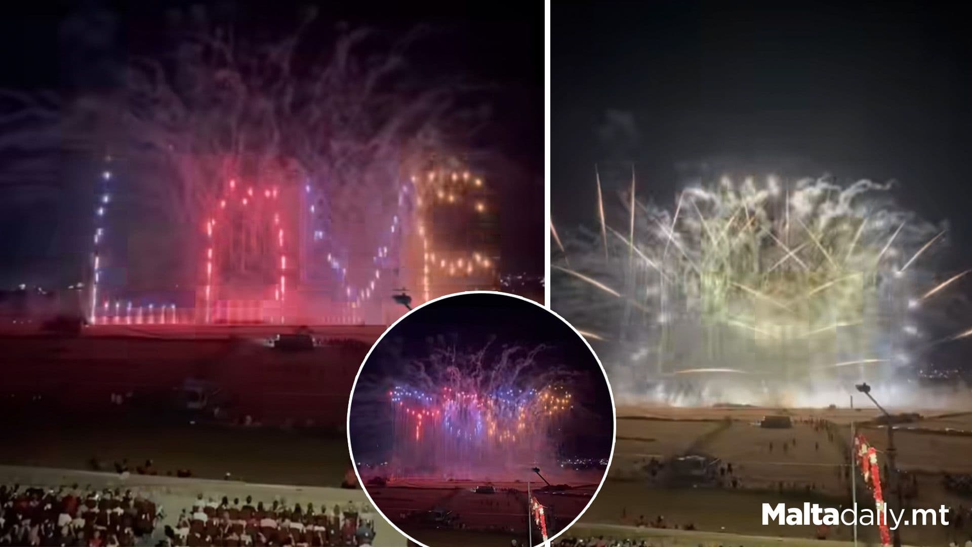 Tower Of Light Fireworks Over Mqabba’s Skies