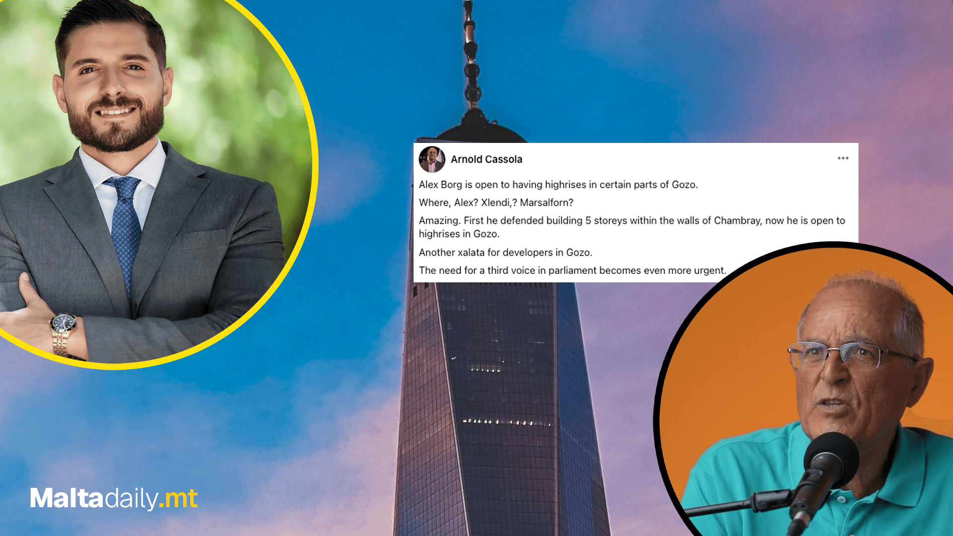 Cassola Hits Out At Borġ For Not Ruling Out Gozo High-Rises