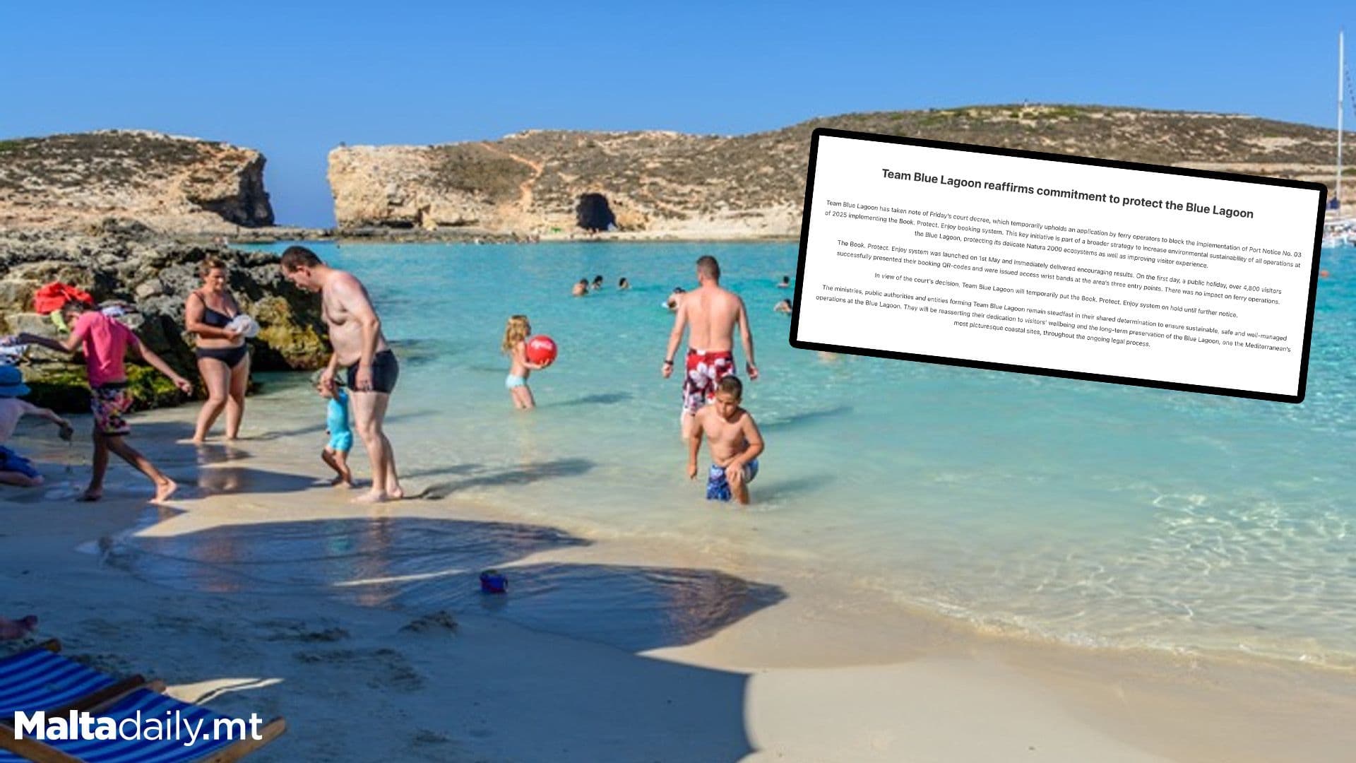 New Booking System For Comino’s Blue Lagoon Suspended Following Court