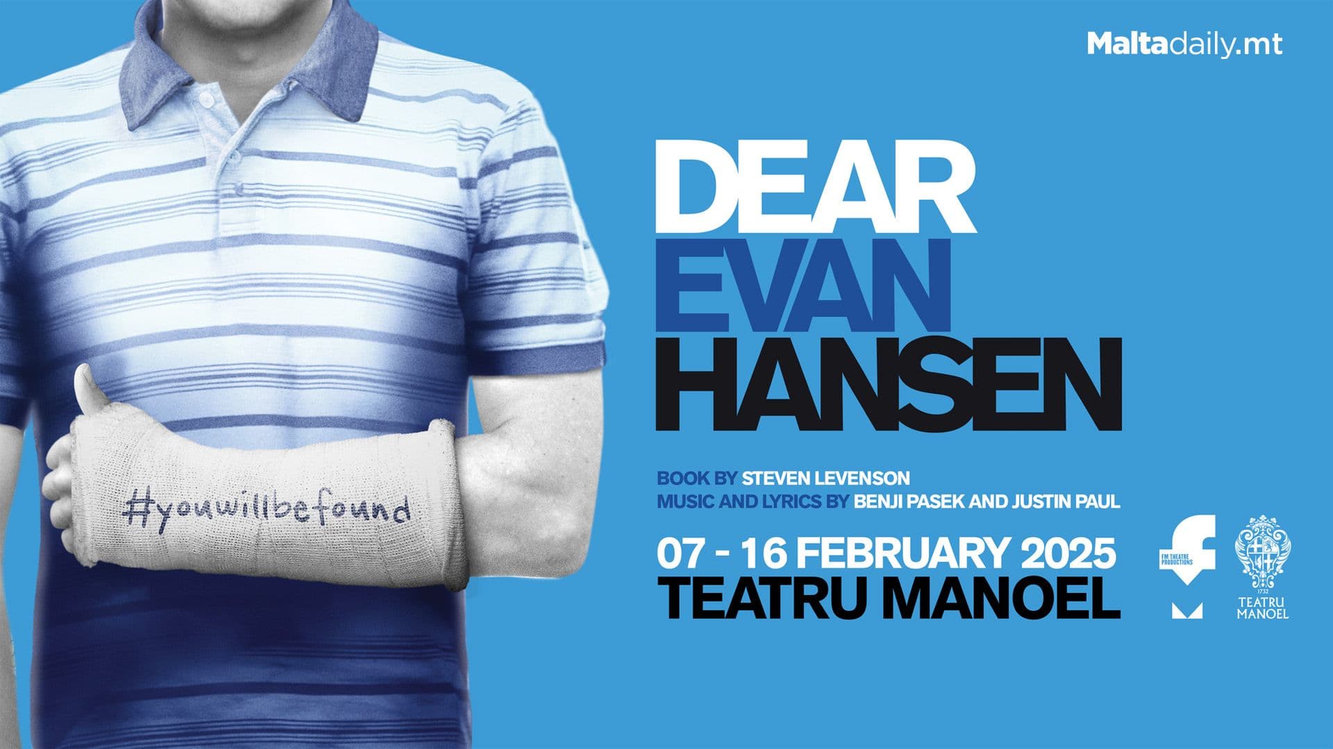 Award Winning Broadway Musical ‘Dear Evan Hansen’ Premiering At Teatru Manoel