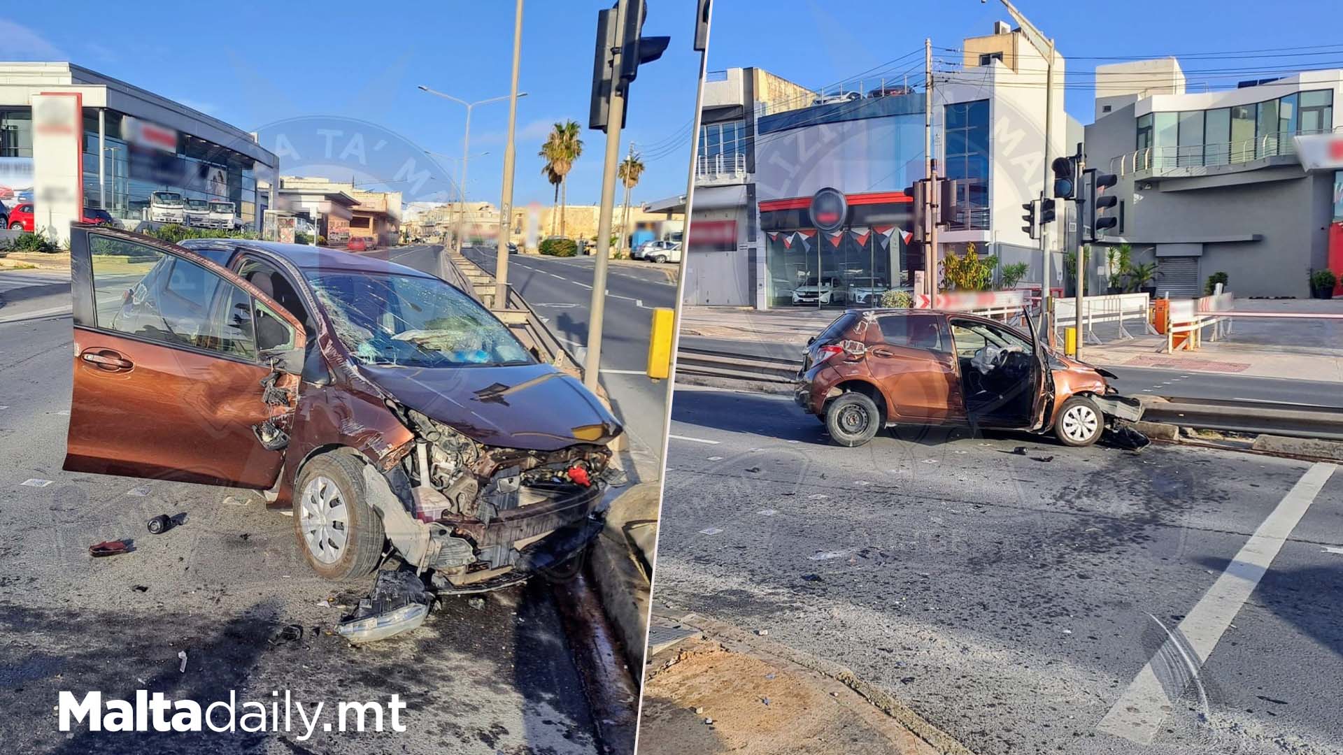 Driver Injured After Crashing Car Into Pole