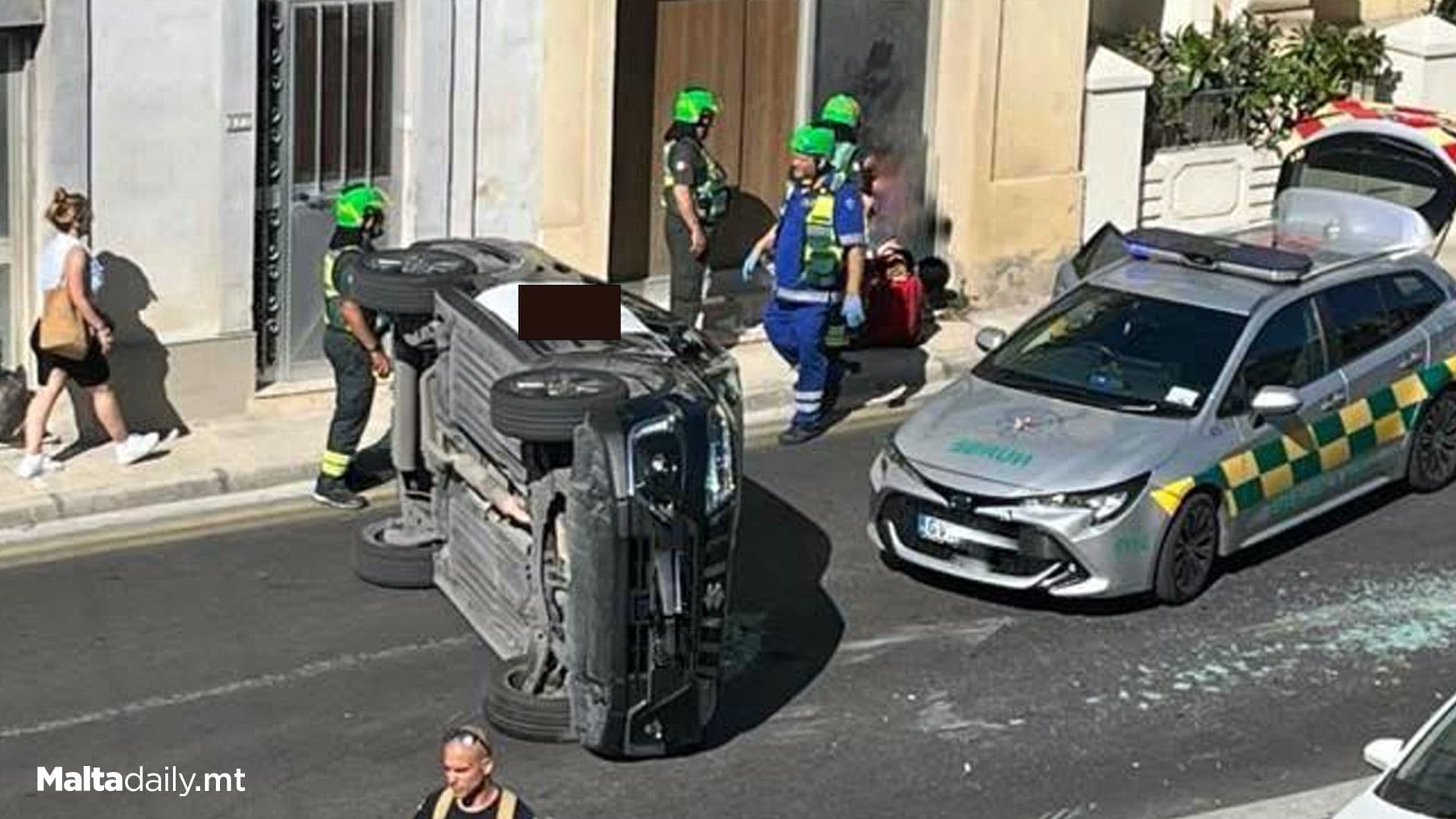 Y Plate Vehicle Overturns In Birkirkara