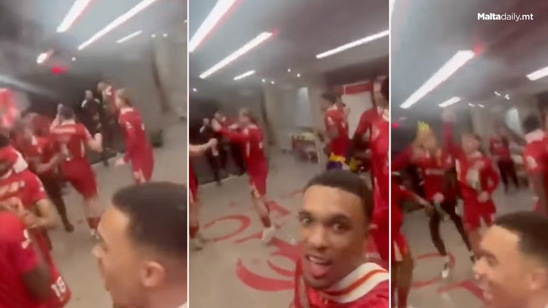 Liverpool Players Celebrate Big Win In Changing Rooms