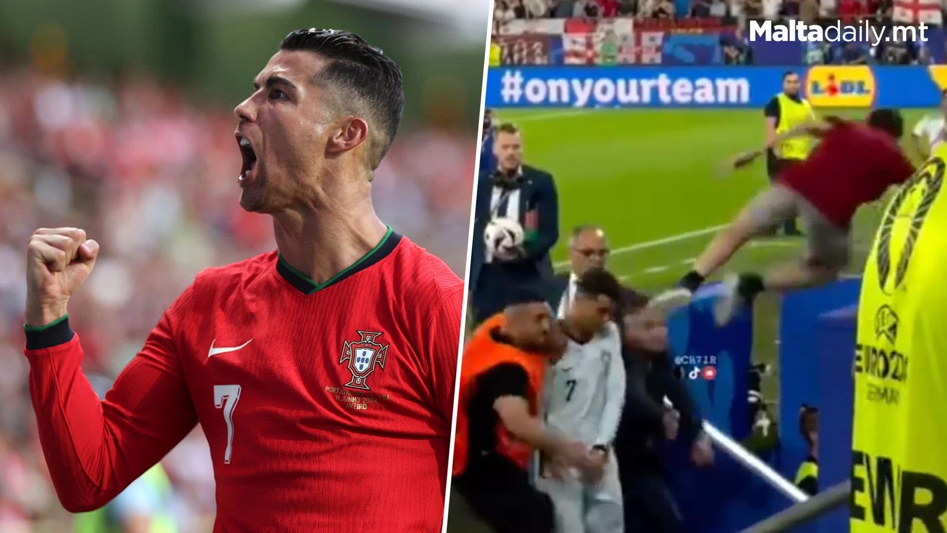 Crazy Fan Tries To Jump On Cristiano Ronaldo
