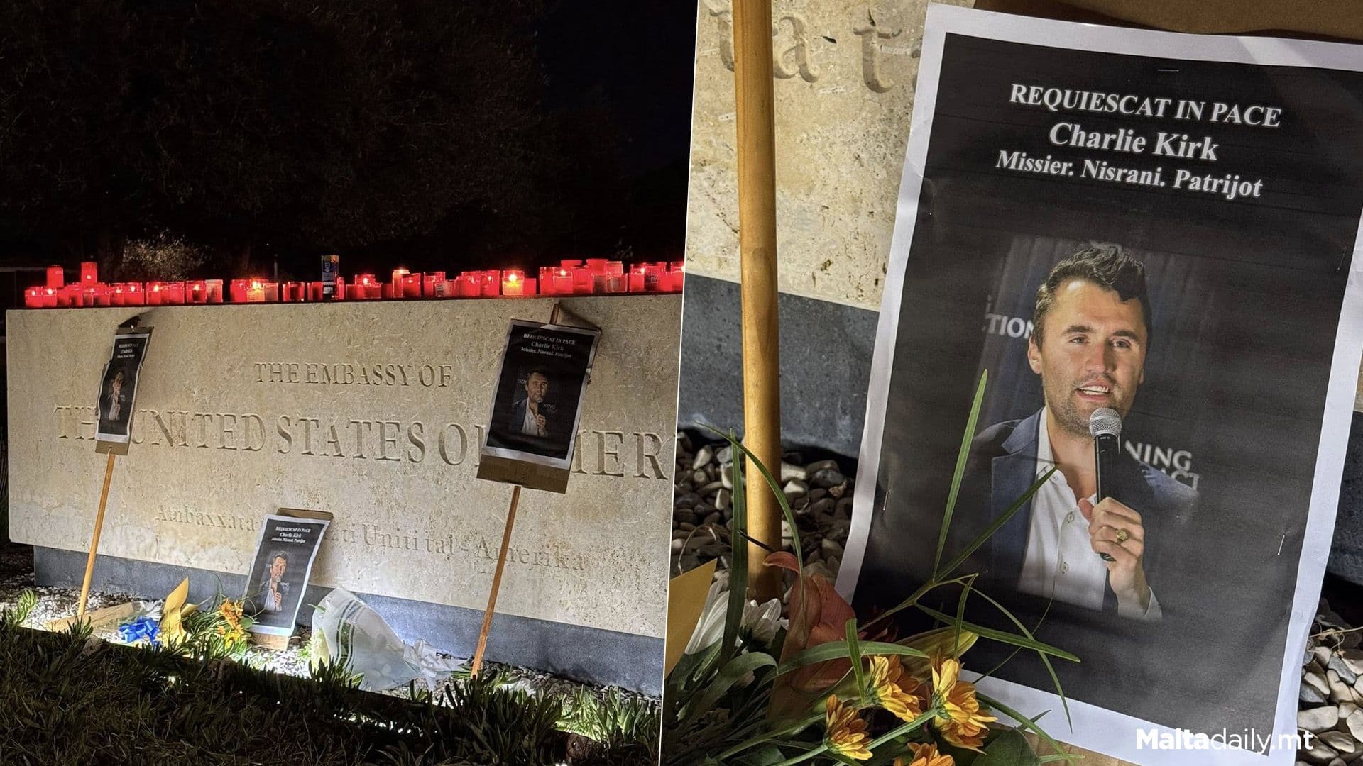 Vigil Held For Charlie Kirk Outside Malta’s US Embassy