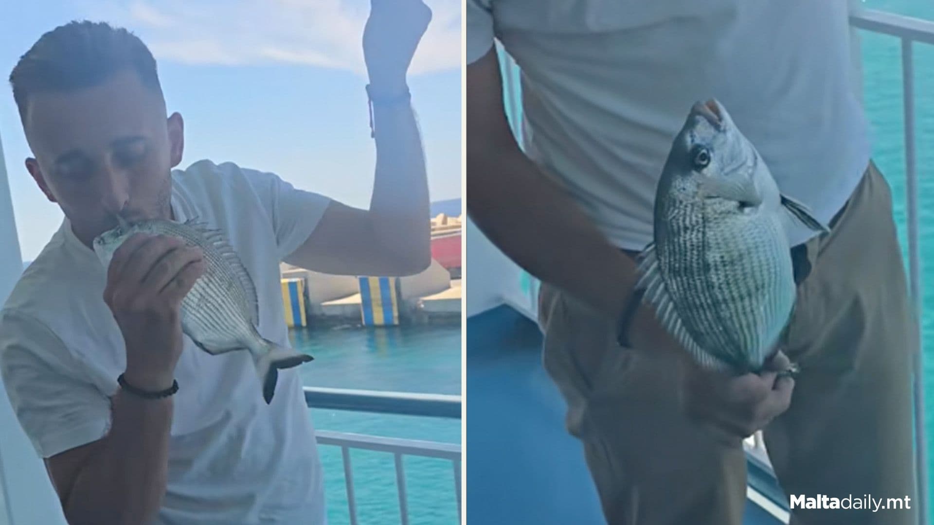 Local Catches Fish From Gozo Channel