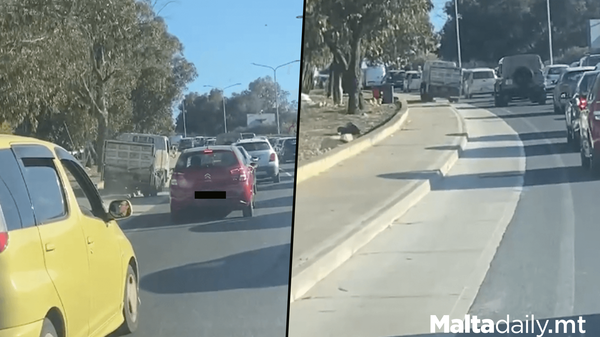 Van Drives Over Pavement To Skip Marsa Traffic