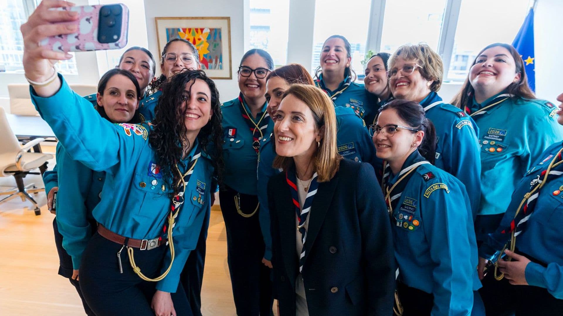 Malta Girl Guides Meet European Parliament President Roberta Metsola