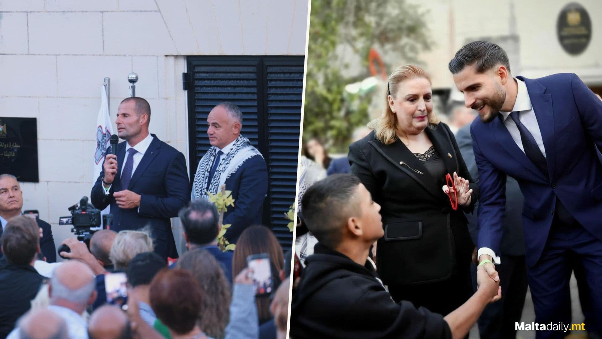 Robert Abela, Alex Borg Unite To Raise Palestinian Flag At Embassy