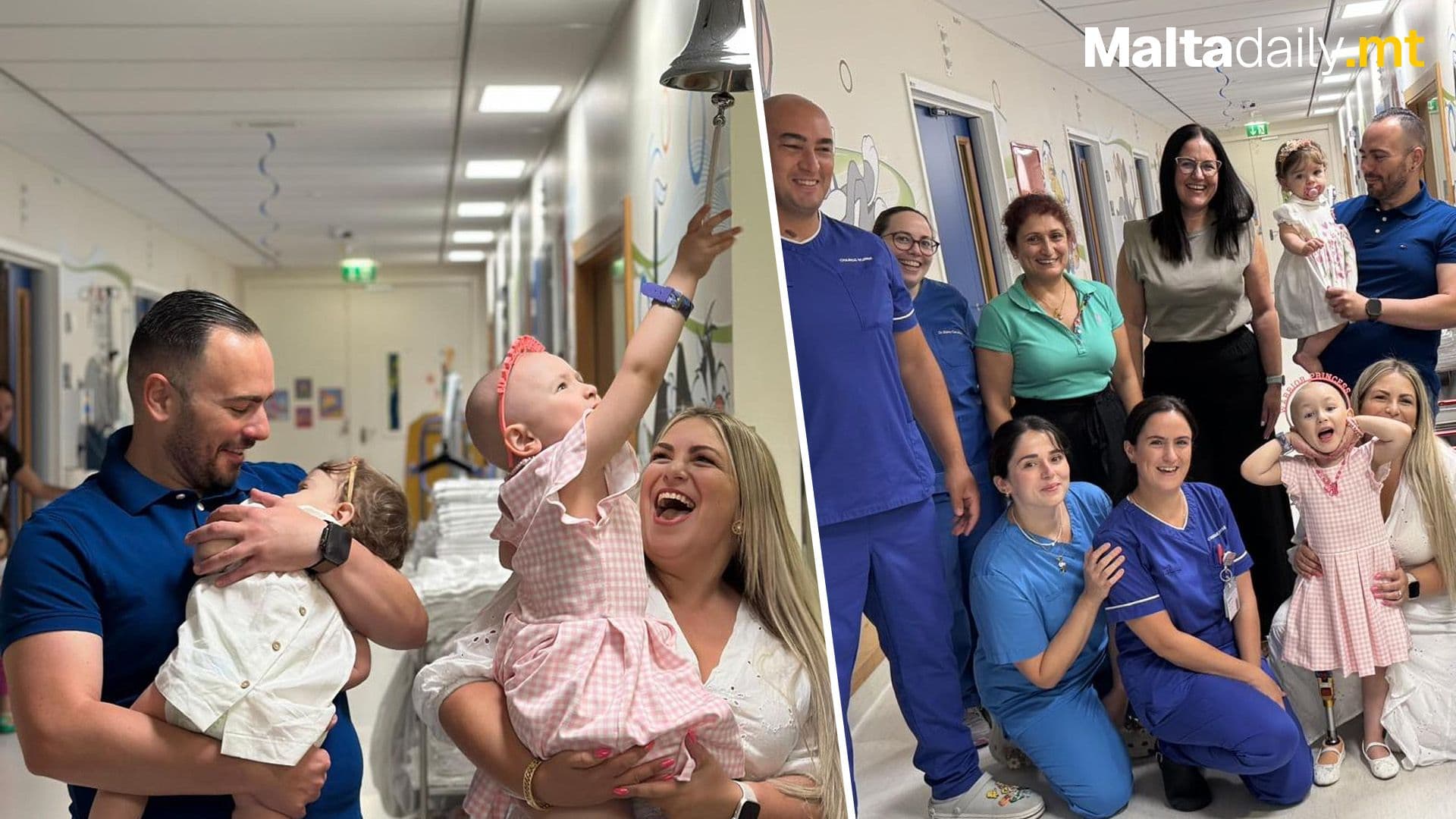 Celebrations At Rainbow Ward As Amy Rings End Of Treatment Bell
