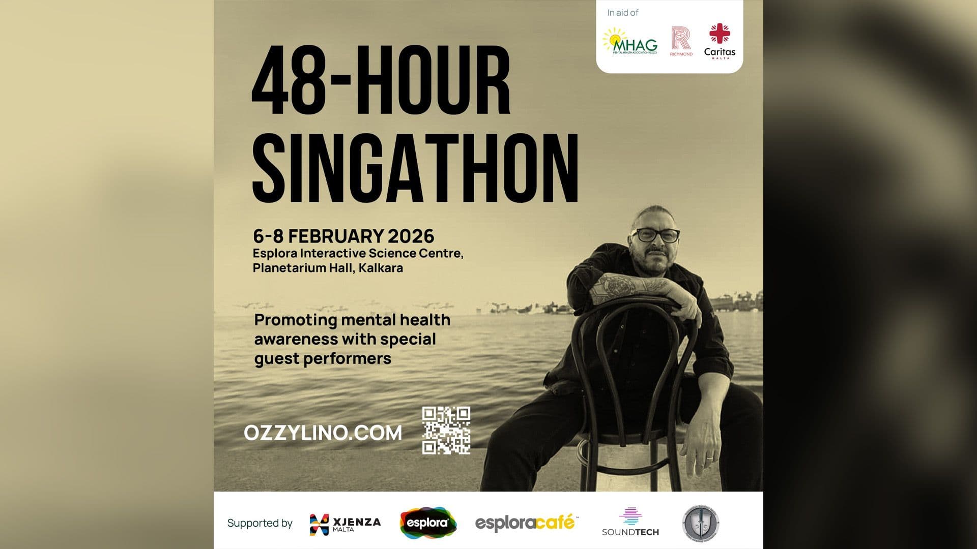 Ozzy Lino To Perform 48 Hour Singathon At Esplora For Mental Health Awareness