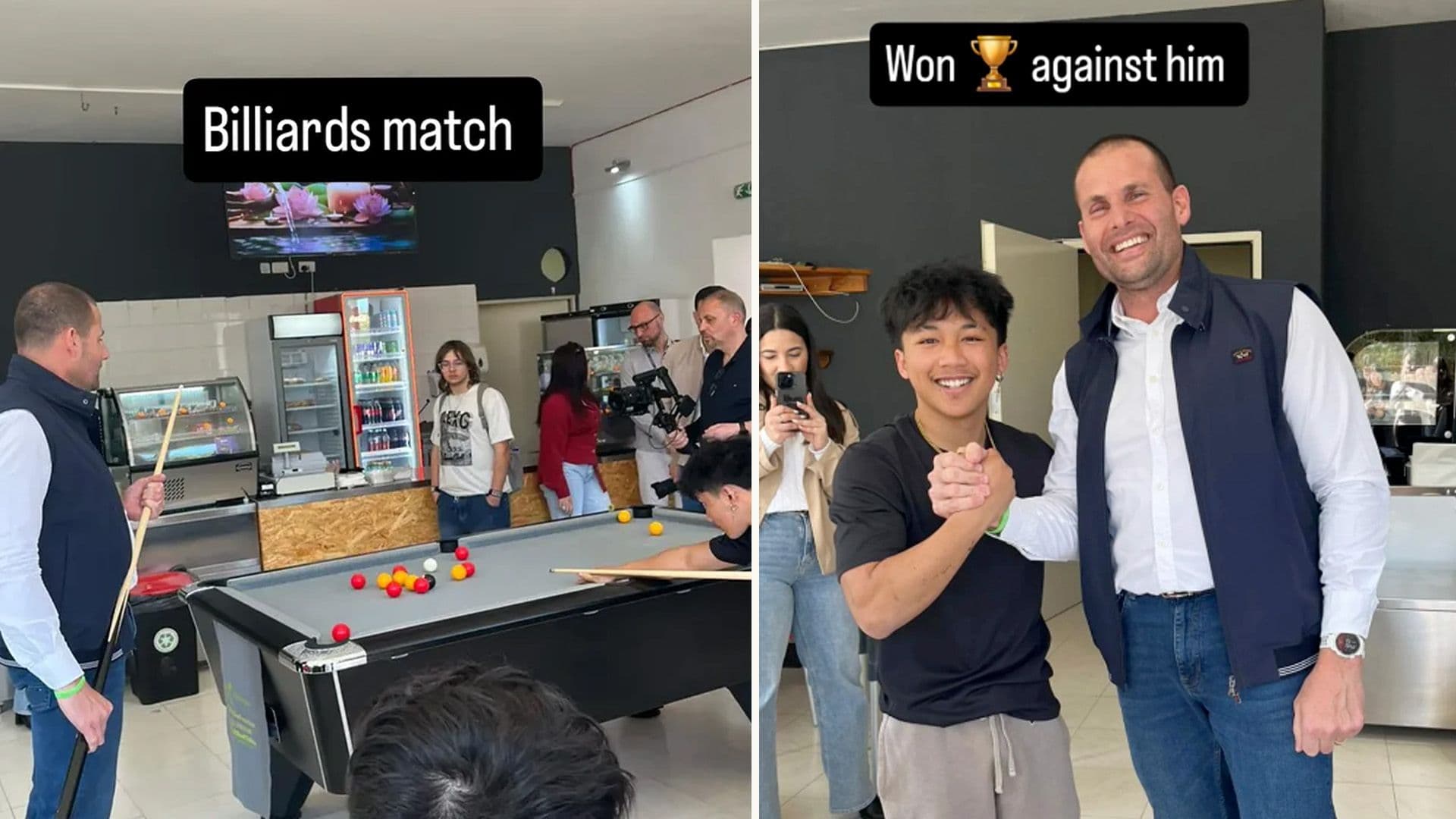 Prime Minister Plays Billiards With Gozo MCAST Student