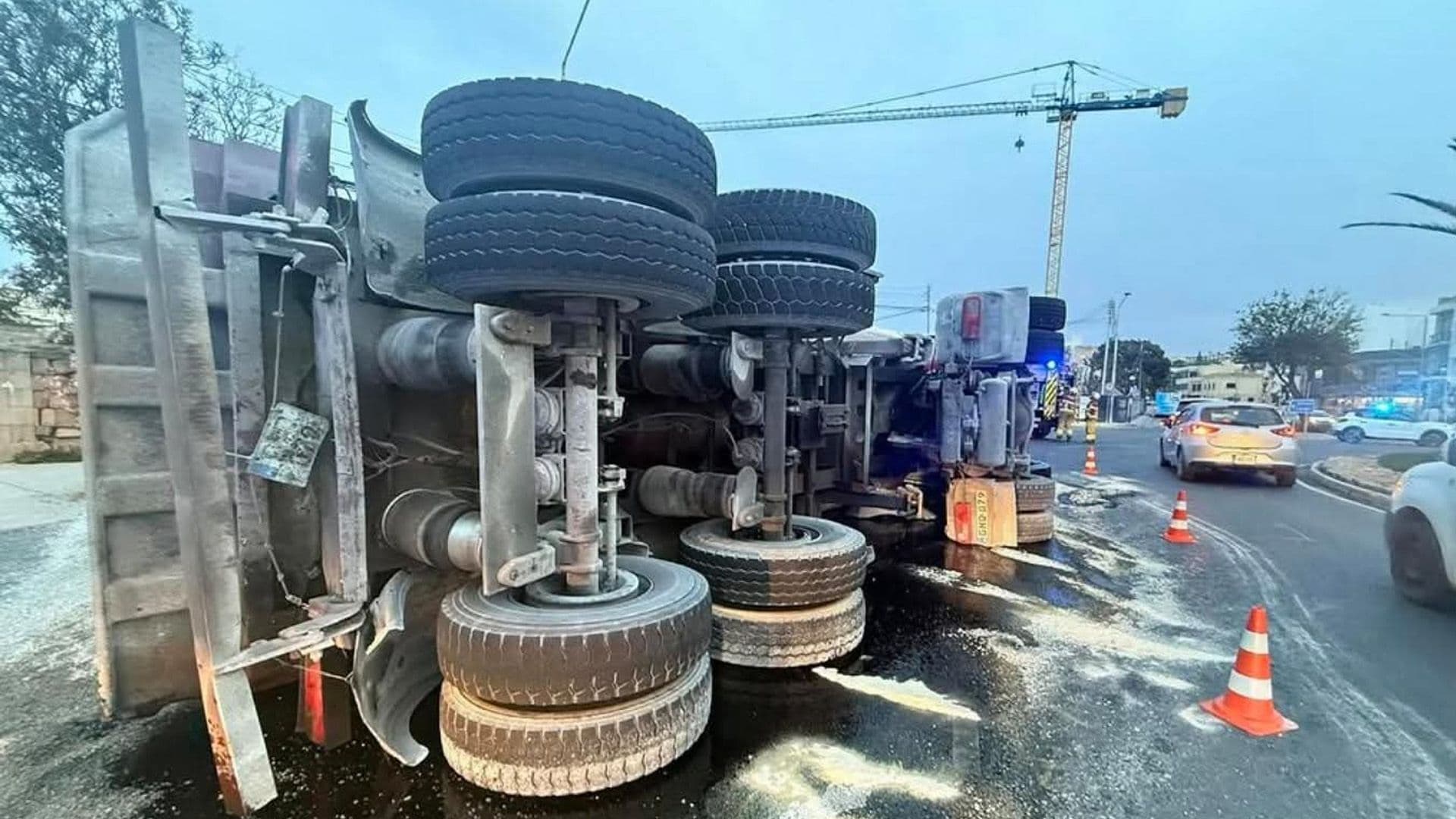 Heavy Traffic As Truck Overturns In Birkirkara