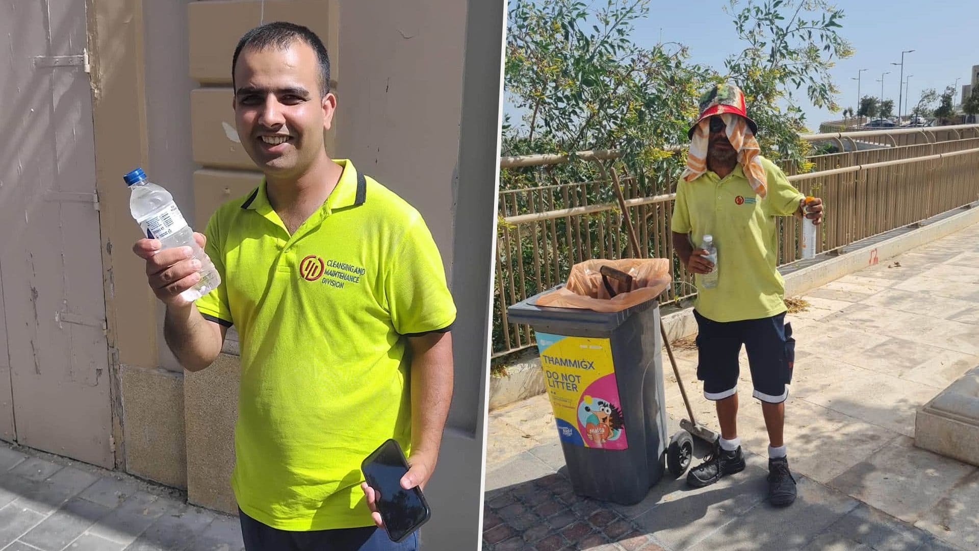 Rabat Mayor Makes Sure Cleansing Workers Are Hydrated & Protected With Sunblock