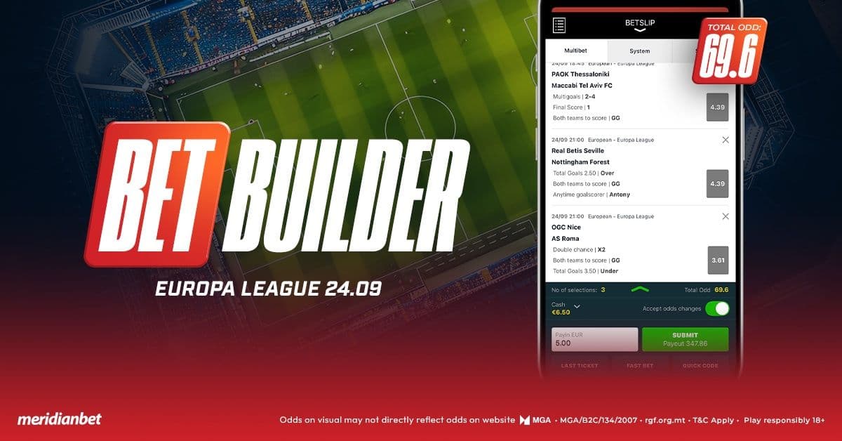 Europa League Special: Build Your Bet With Meridianbet + €50 No Deposit Bonus