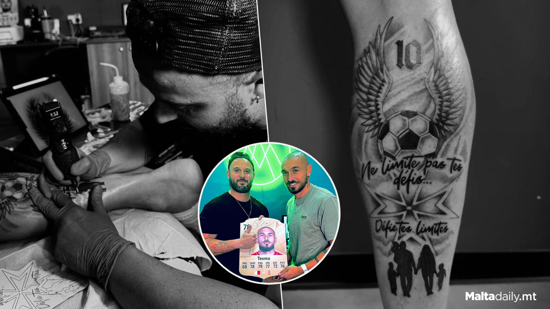 Teddy Teuma Gets Maltese Cross Tattoo By Local Artist