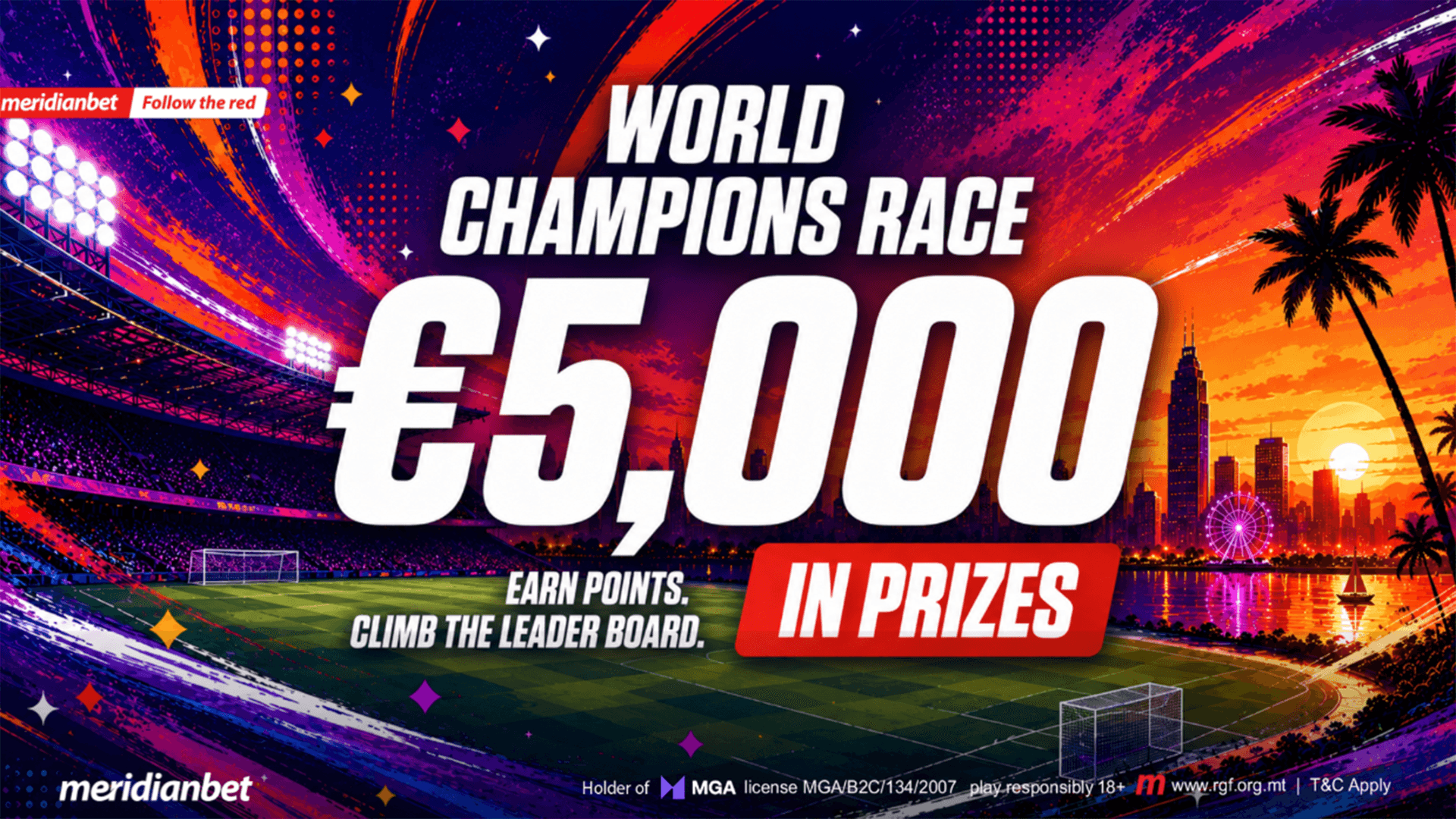 Meridianbet Launches €5,000 Champions Race Alongside Tournament Cashback Promotion