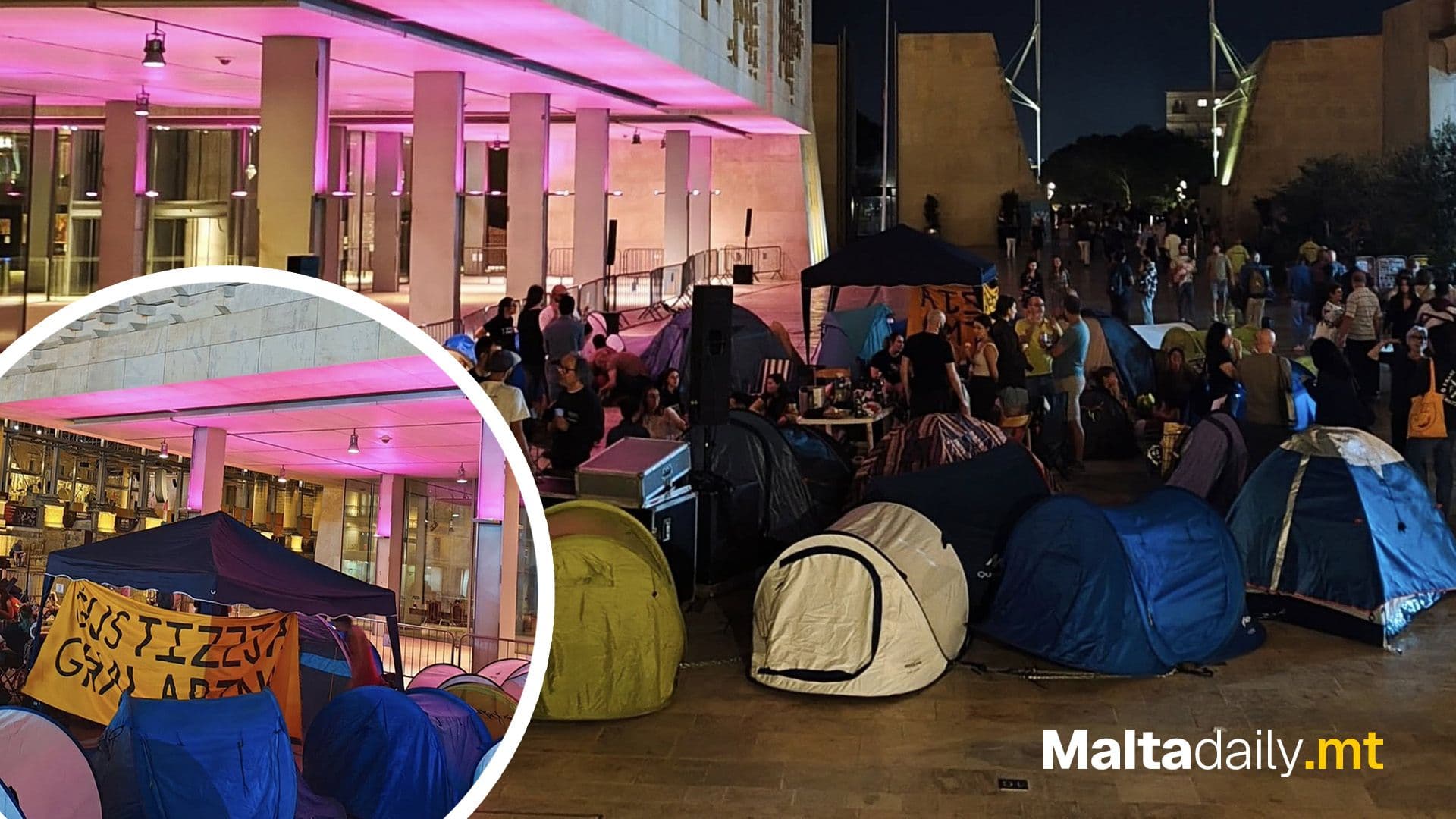 Environmental Activist Spends The Night Camped Outside Parliament