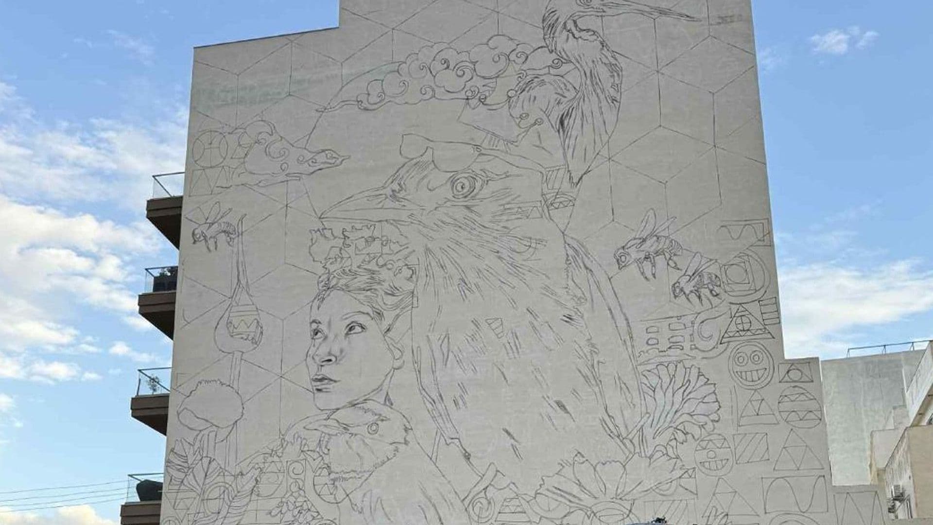 Work Ongoing On Xemxija Mural On Apartment Building’s Side