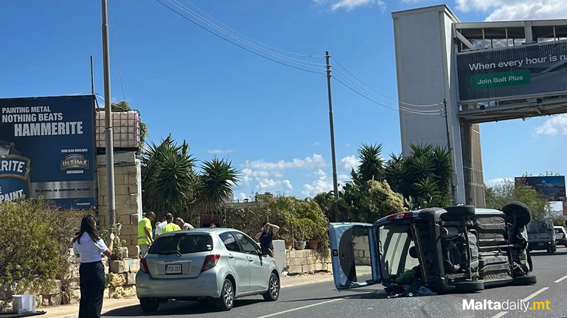 Car Flips Over In Mrieħel Bypass