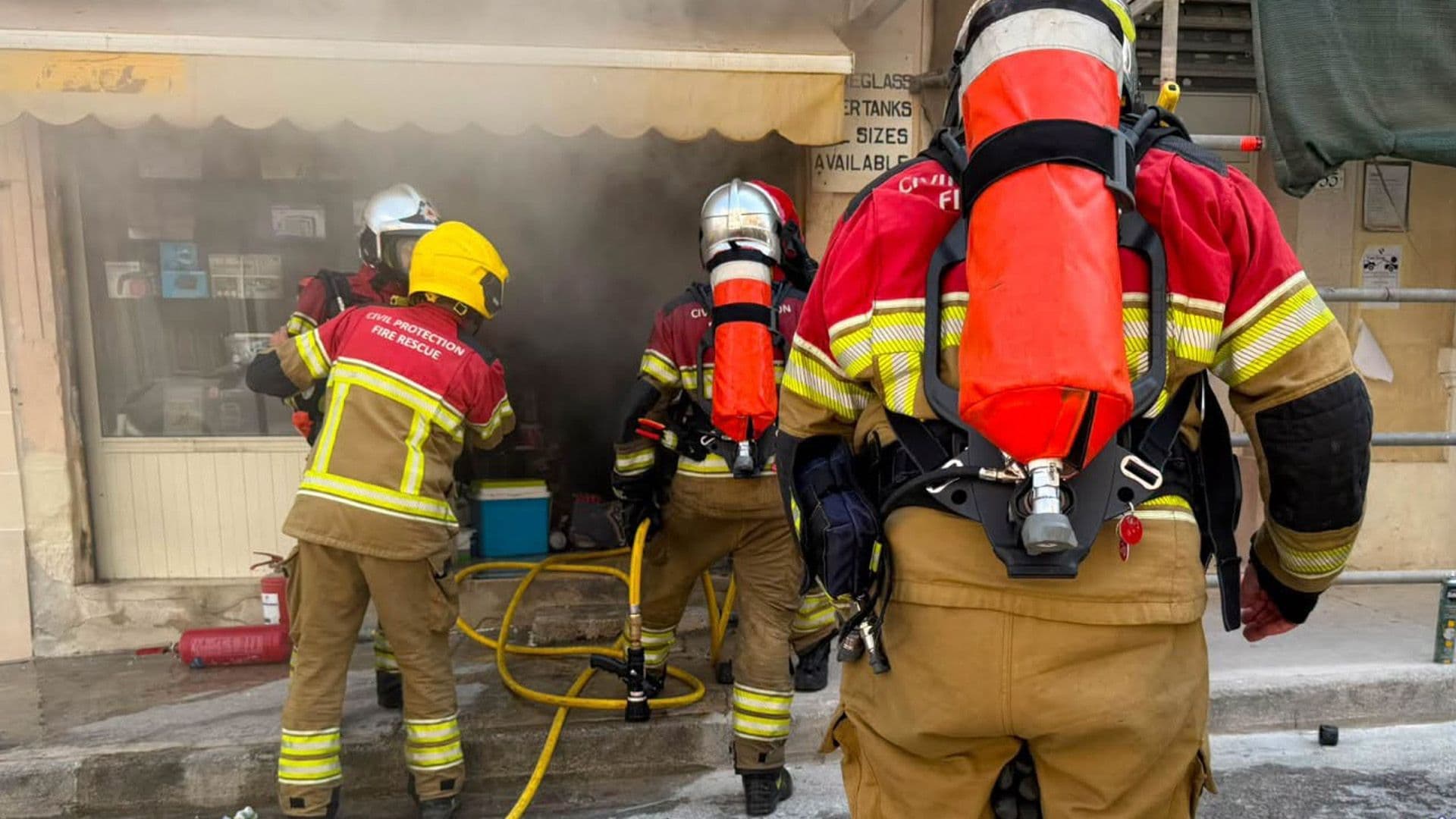 Civil Protection Battle Gżira Ironmongery Shop Fire